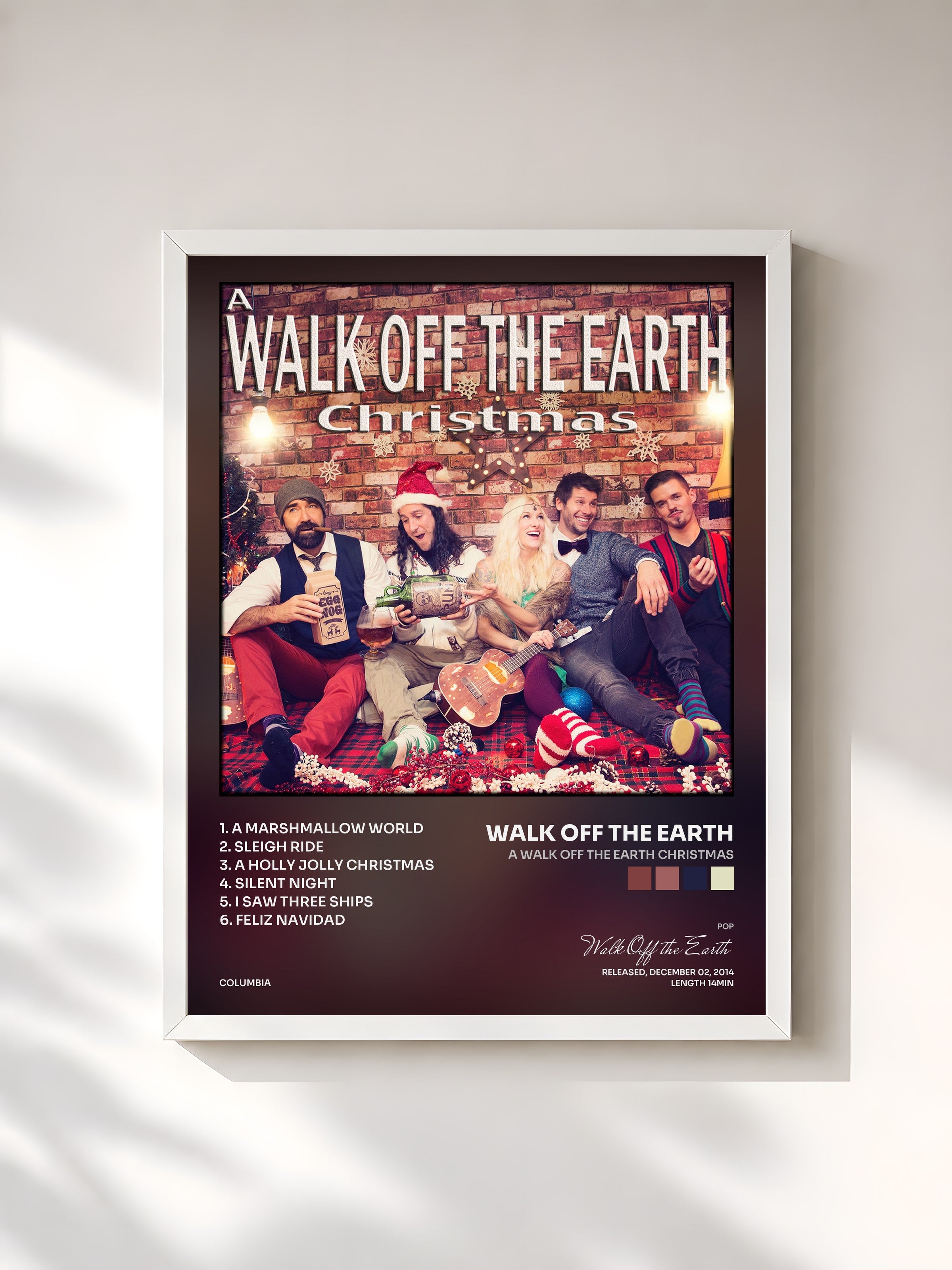 #blanc Tableau de l'album A Walk Off the Earth Christmas de Walk Off the Earth, cadre blanc, imprimé et encadré en France