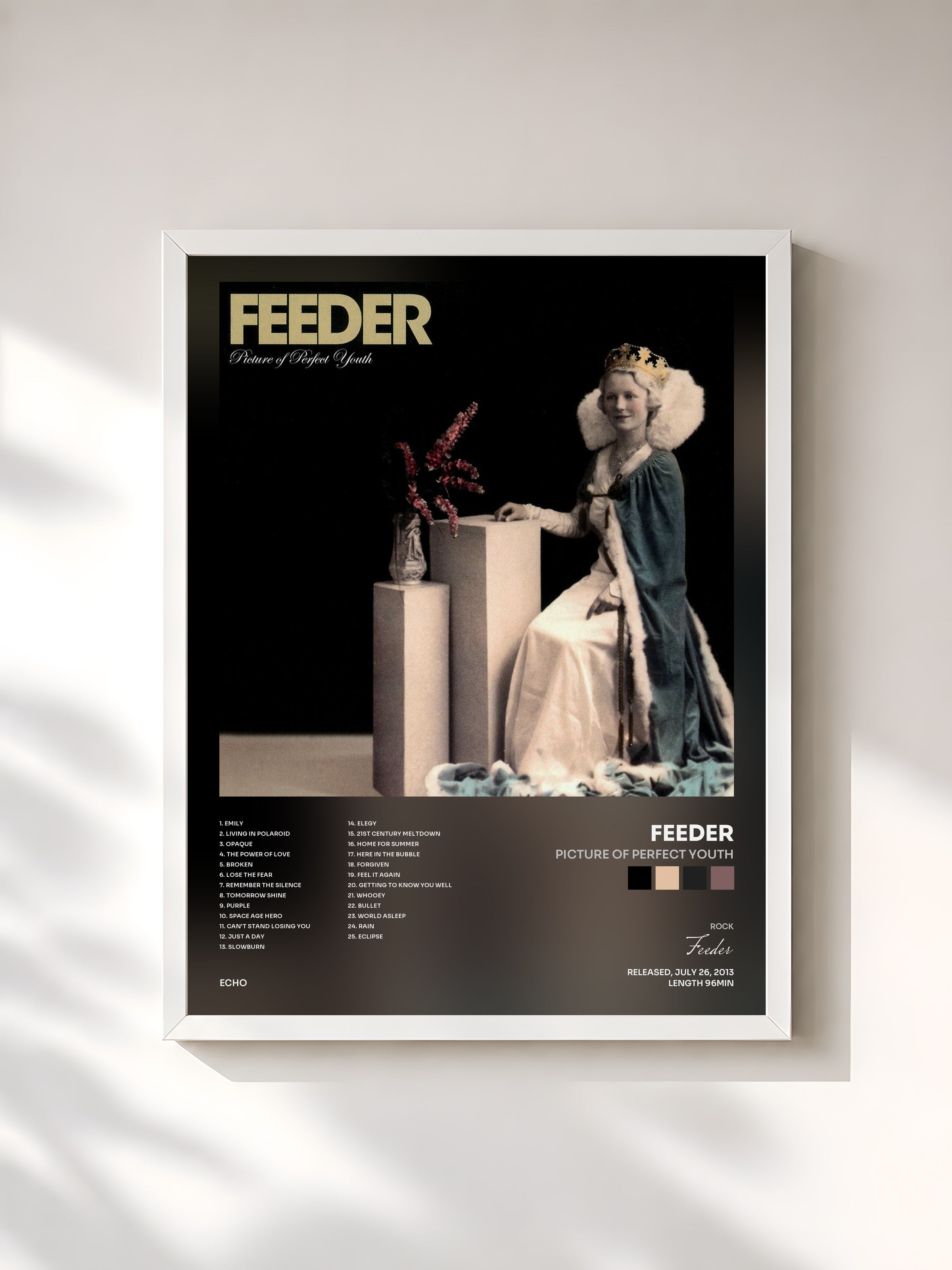 #blanc Tableau de l'album Picture of Perfect Youth de Feeder, cadre blanc, imprimé et encadré en France