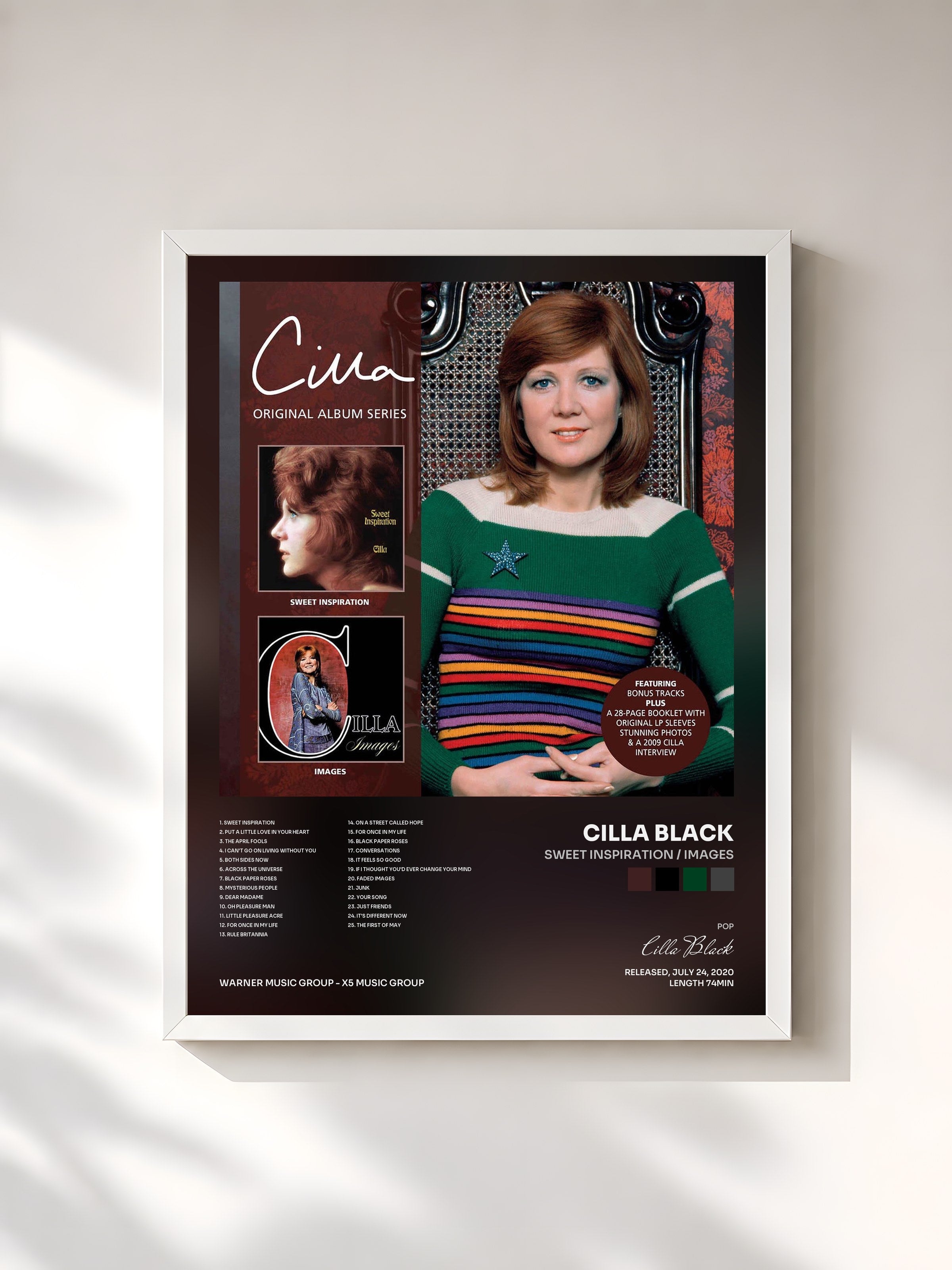 #blanc Tableau de l'album Sweet Inspiration / Images de Cilla Black, cadre blanc, imprimé et encadré en France