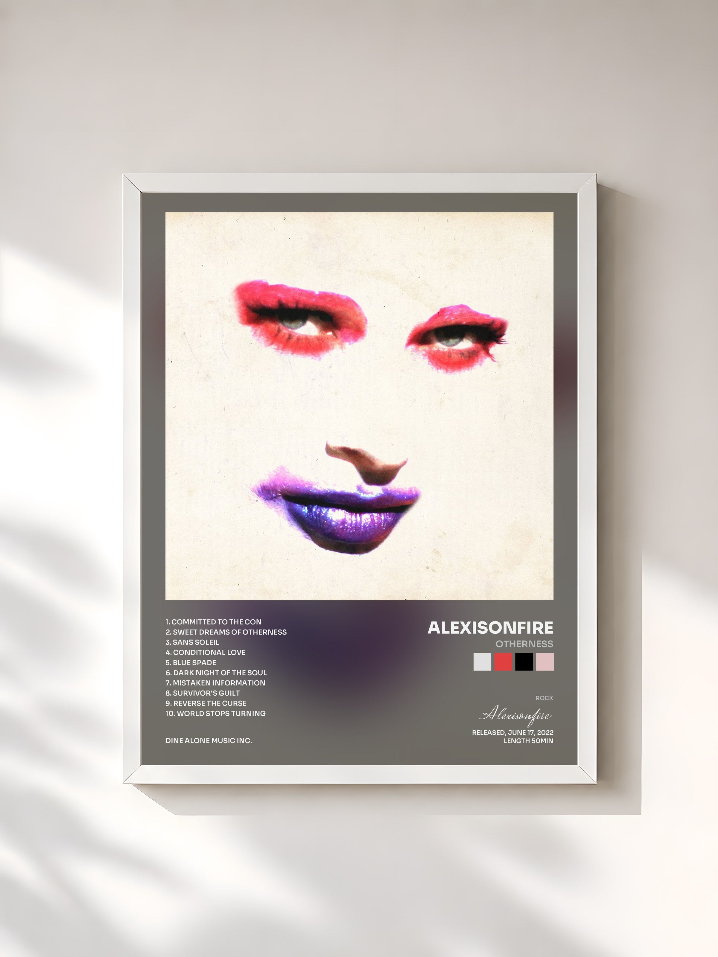 #blanc Tableau de l'album Otherness de Alexisonfire, cadre blanc, imprimé et encadré en France