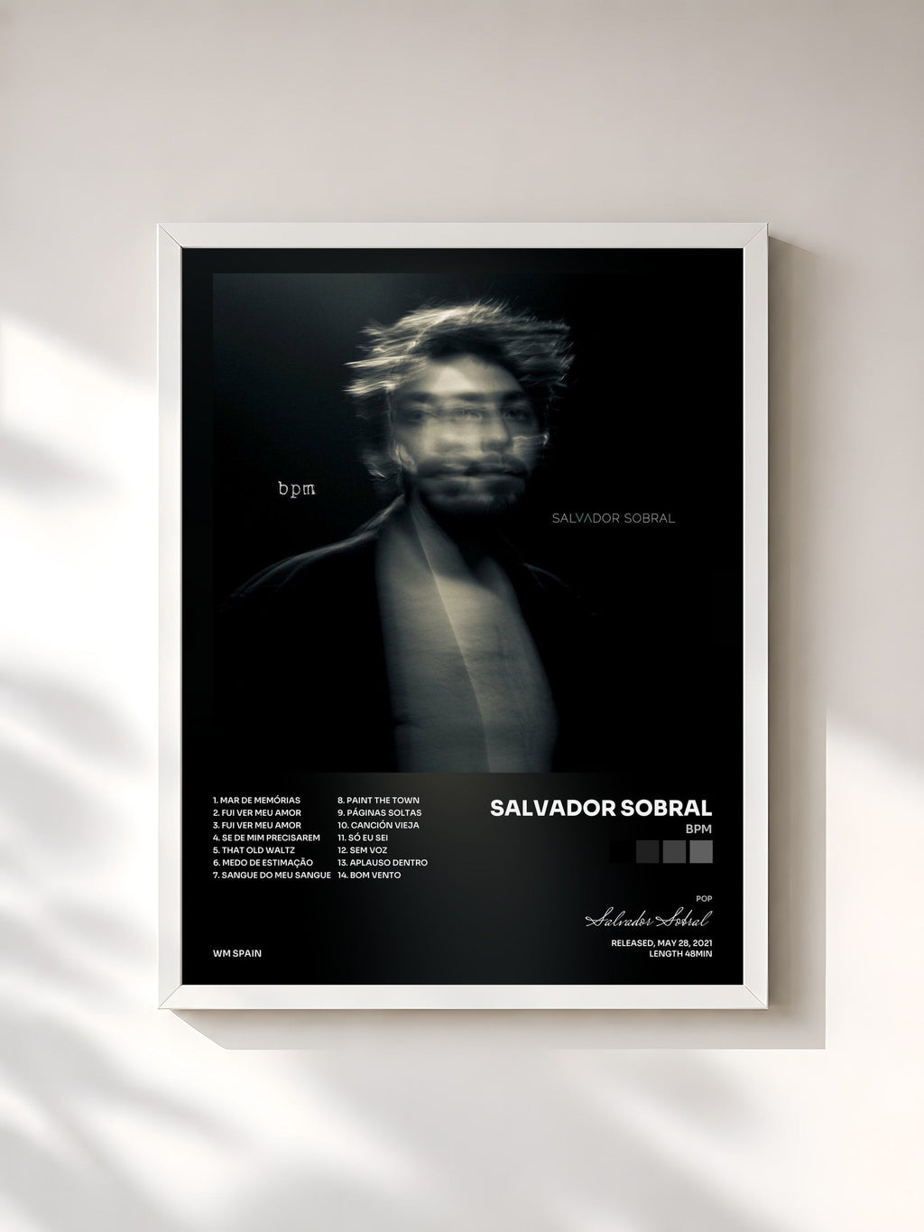 #blanc bpm by Salvador Sobral as a framed art print, white frame, printed and framed in France