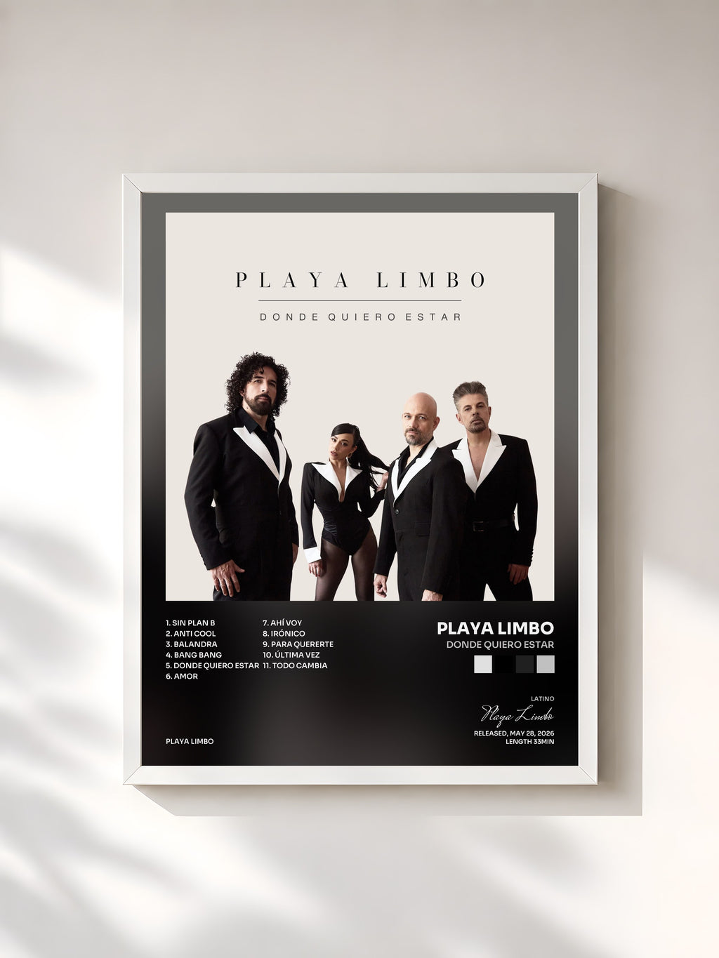 #blanc Tableau de l'album Donde Quiero Estar de Playa Limbo, cadre blanc, imprimé et encadré en France