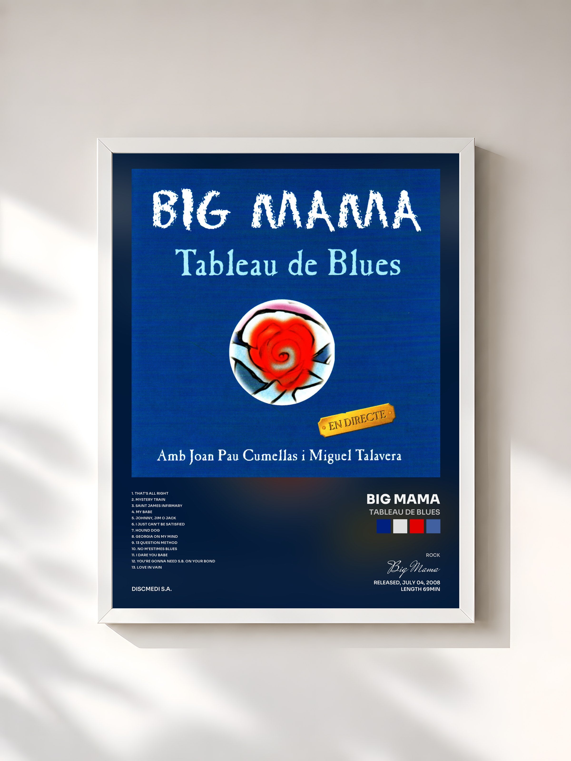 #blanc Tableau de l'album Tableau de Blues de Big Mama, cadre blanc, imprimé et encadré en France