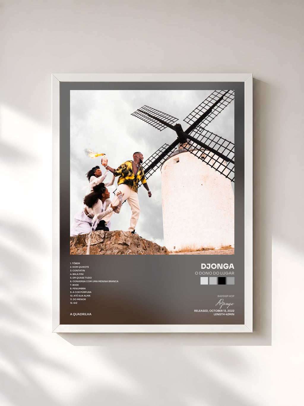 #blanc Tableau de l'album O Dono do Lugar de Djonga, cadre blanc, imprimé et encadré en France