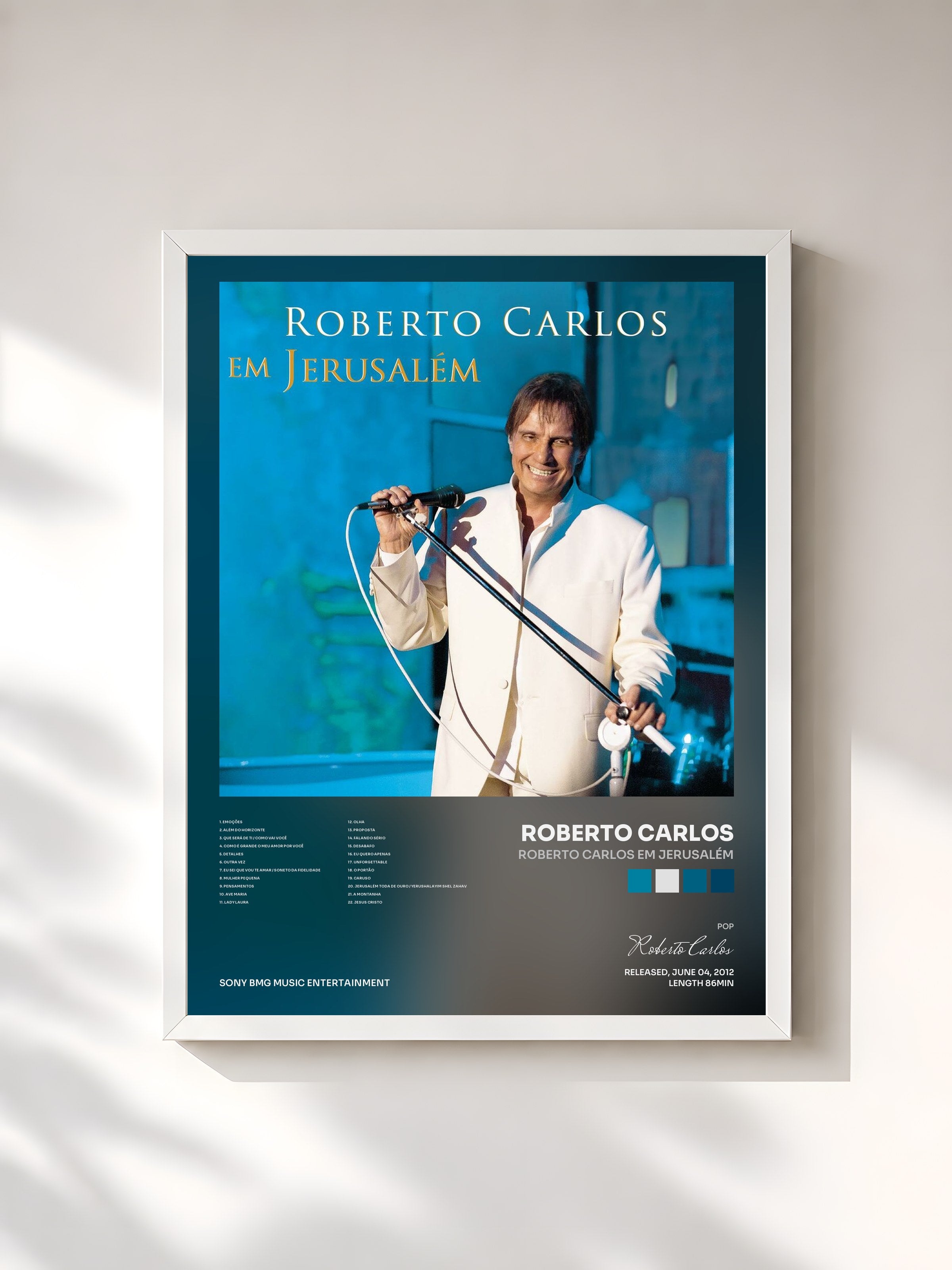 #blanc Tableau de l'album Roberto Carlos em Jerusalém de Roberto Carlos, cadre blanc, imprimé et encadré en France