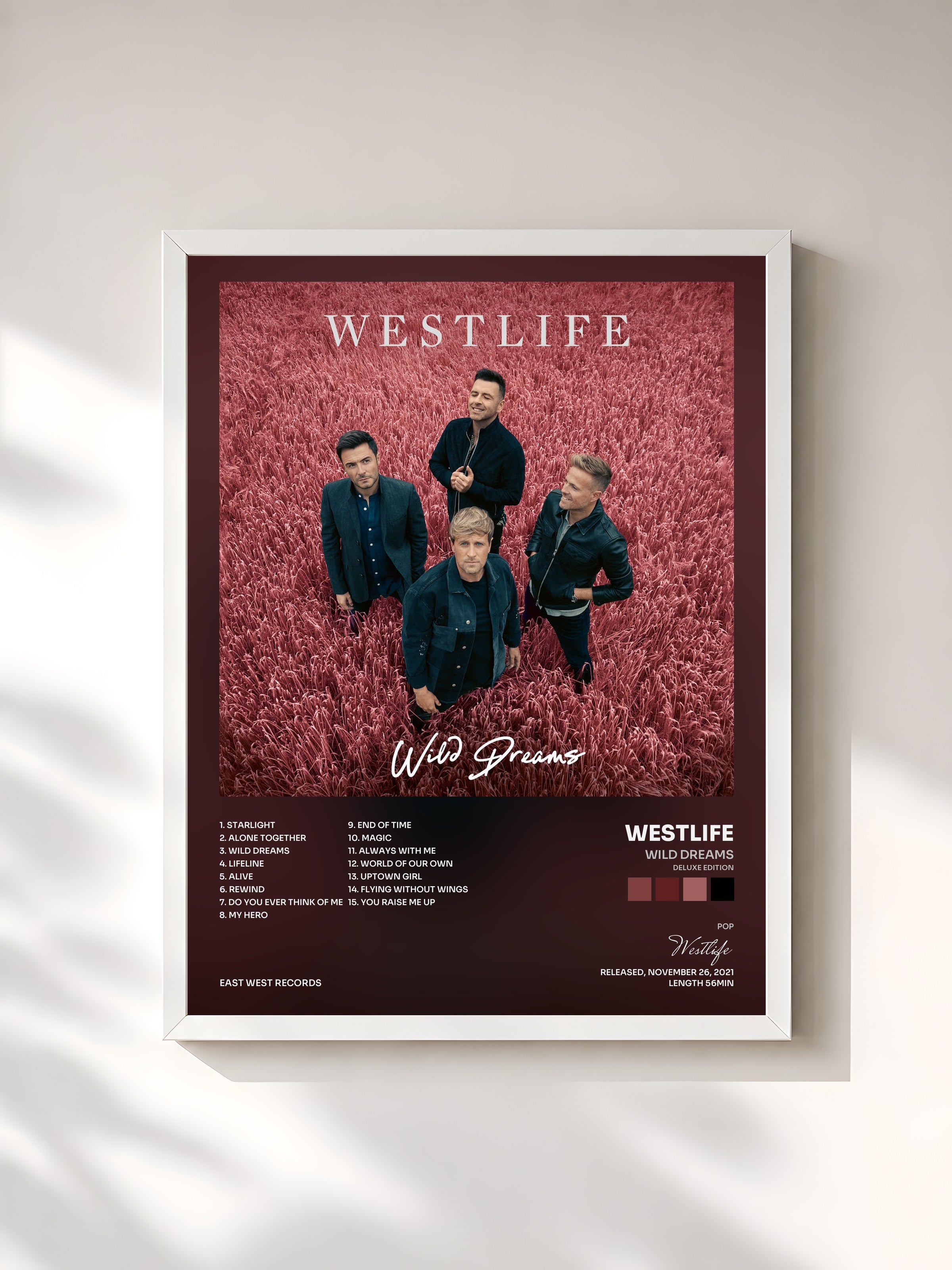 #blanc Tableau de l'album Wild Dreams (Deluxe Edition) de Westlife, cadre blanc, imprimé et encadré en France