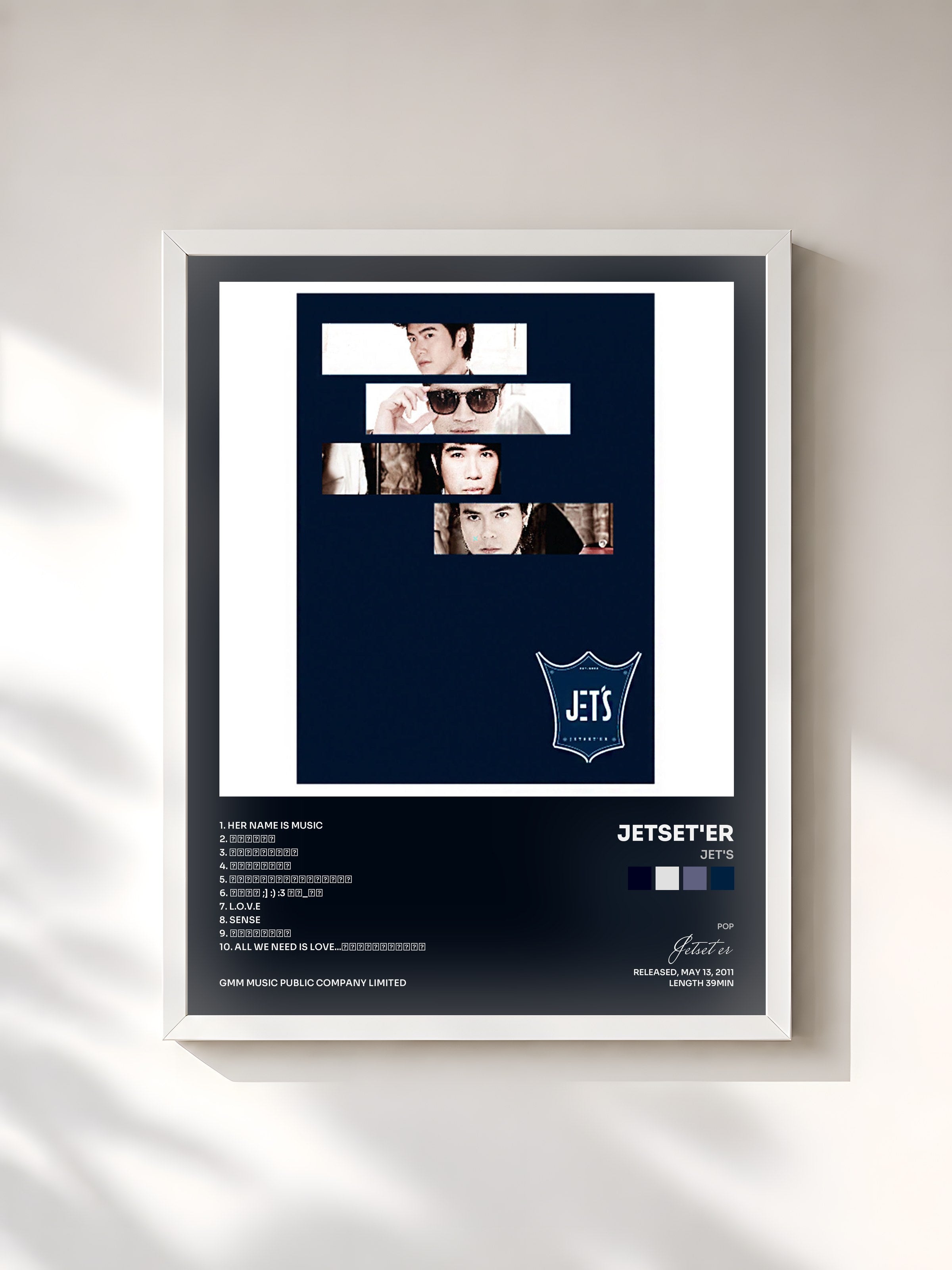 #blanc Tableau de l'album JET'S de Jetset'er, cadre blanc, imprimé et encadré en France