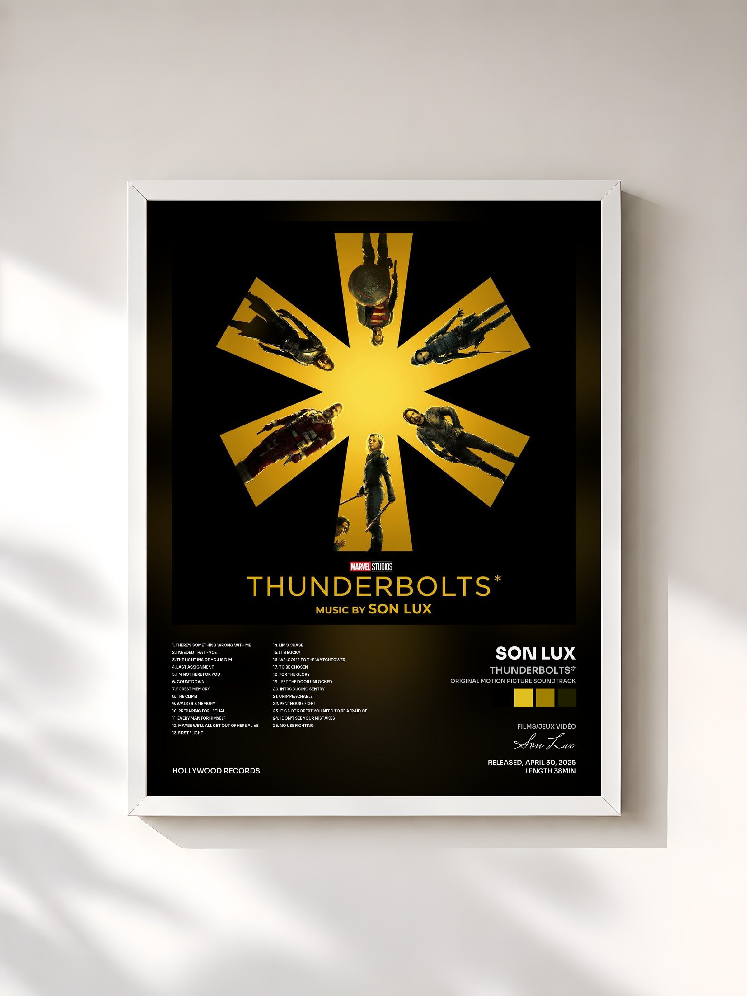 #blanc Tableau de l'album Thunderbolts* (Original Motion Picture Soundtrack) de Son Lux, cadre blanc, imprimé et encadré en France