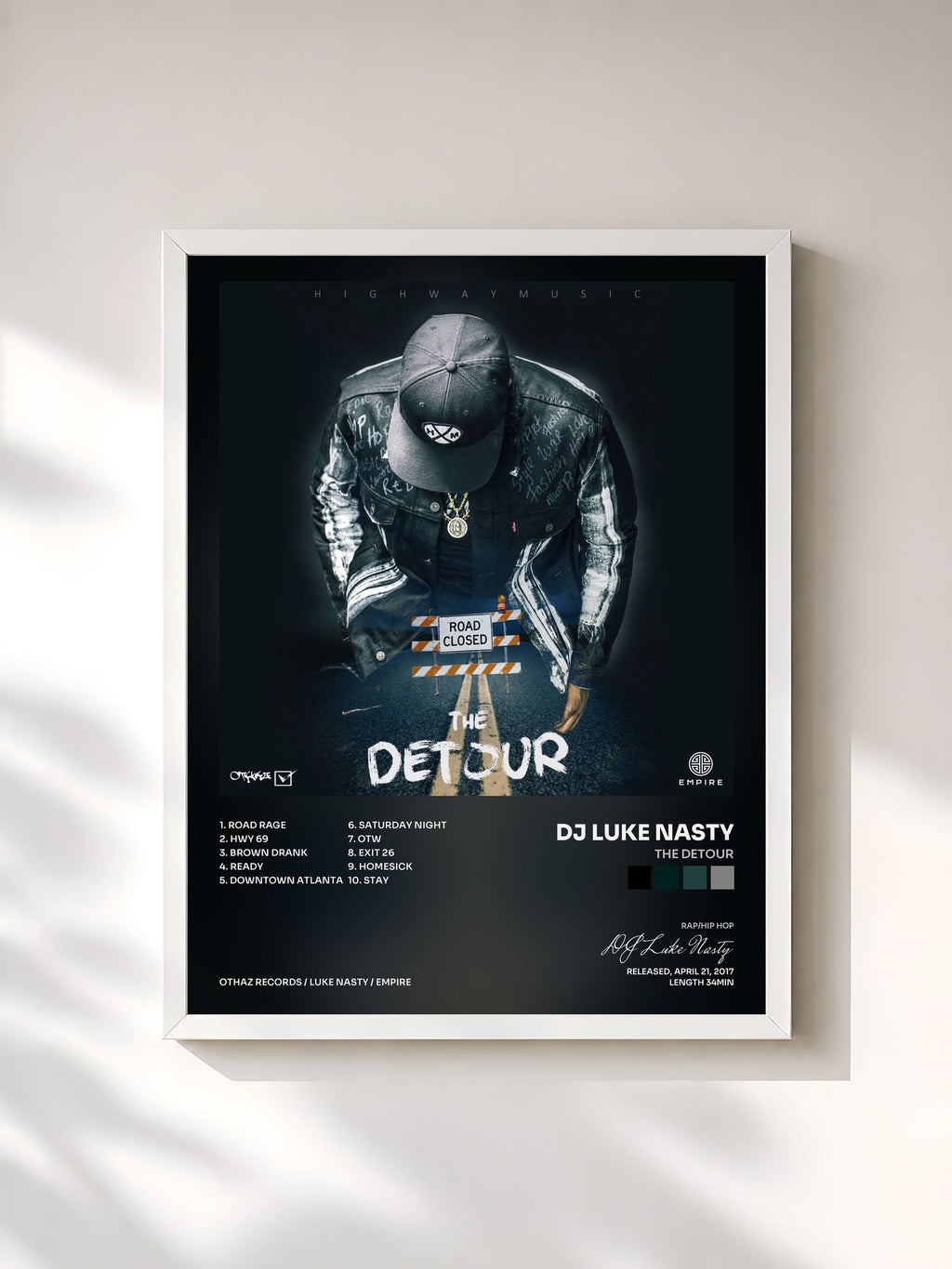 #blanc The Detour von DJ Luke Nasty als gerahmter Kunstdruck, weißer Rahmen, gedruckt und gerahmt in Frankreich