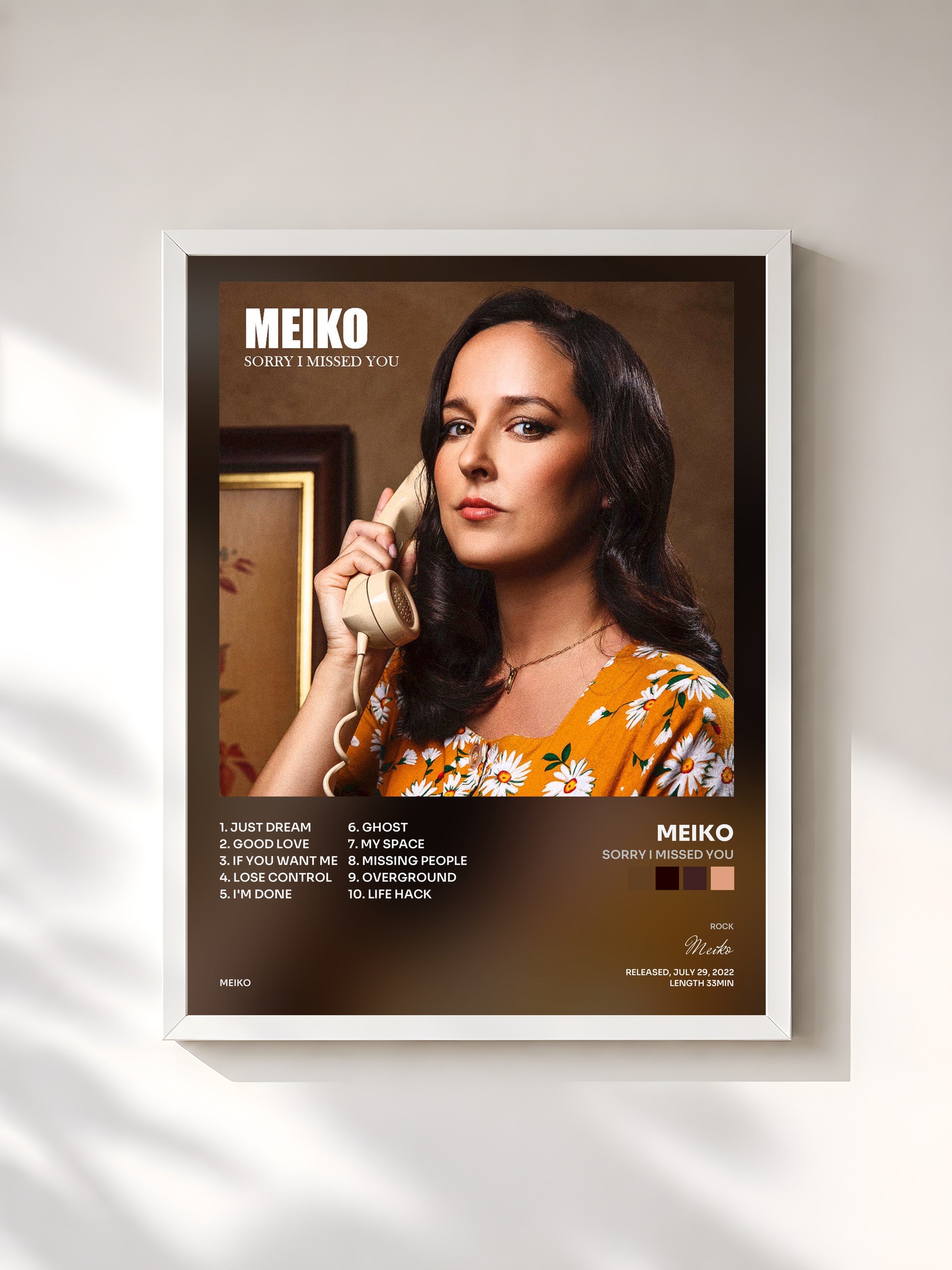 #blanc Tableau de l'album Sorry I Missed You de Meiko, cadre blanc, imprimé et encadré en France