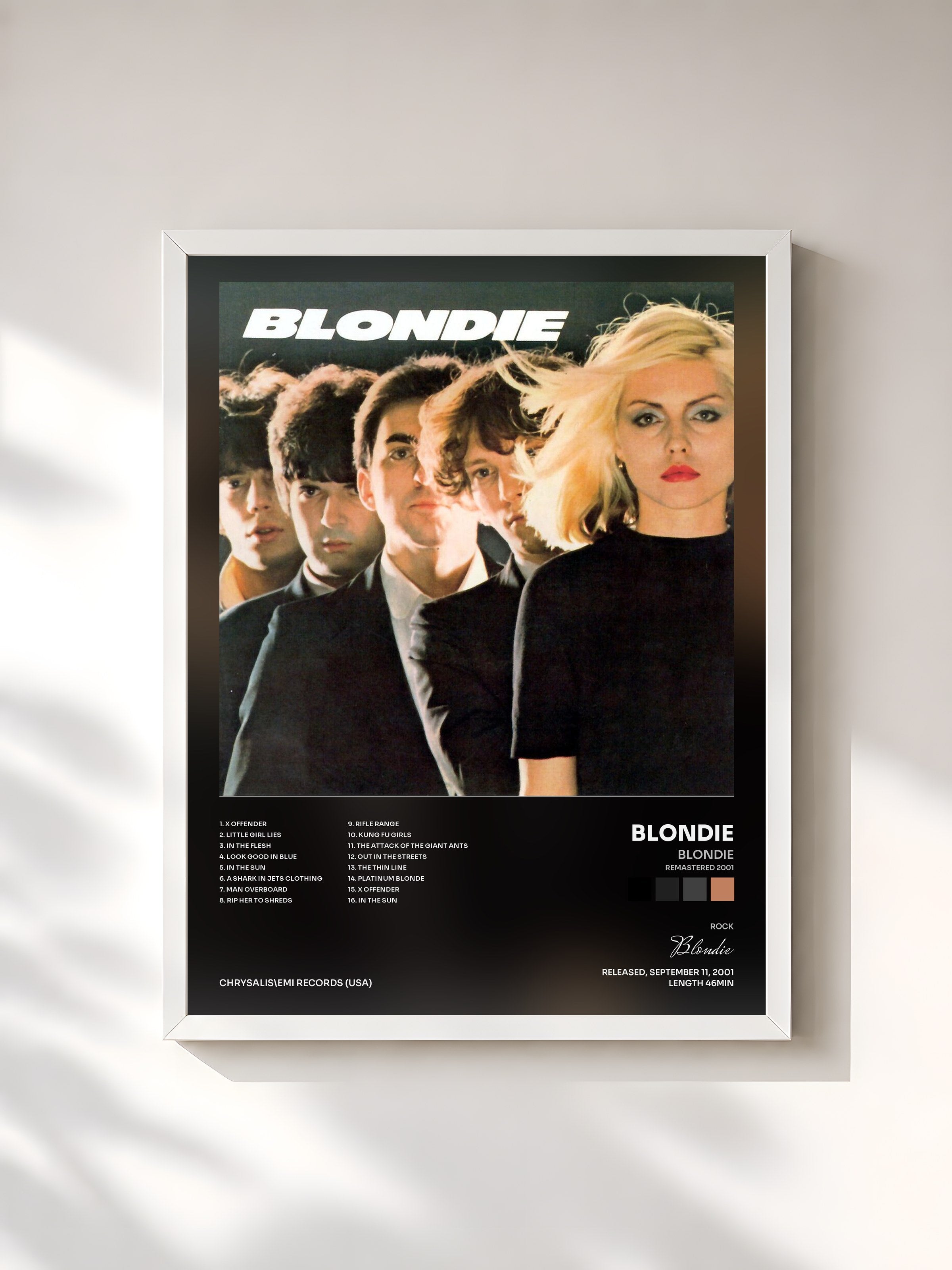#blanc Tableau de l'album Blondie (Remastered 2001) de Blondie, cadre blanc, imprimé et encadré en France