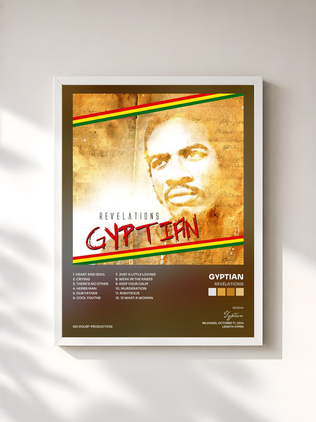 #blanc Tableau de l'album Revelations de Gyptian, cadre blanc, imprimé et encadré en France