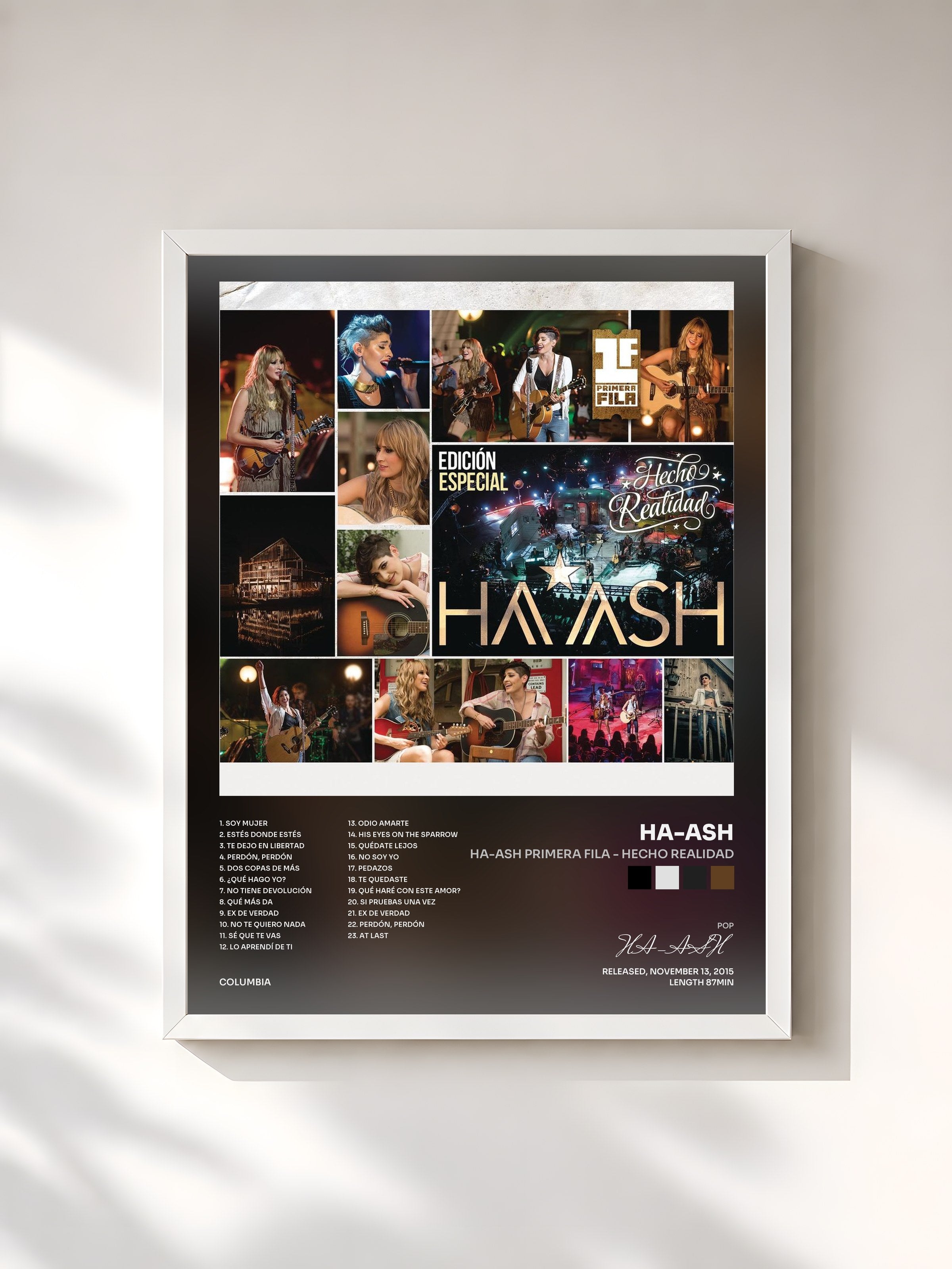 #blanc Tableau de l'album HA-ASH Primera Fila - Hecho Realidad de HA-ASH, cadre blanc, imprimé et encadré en France
