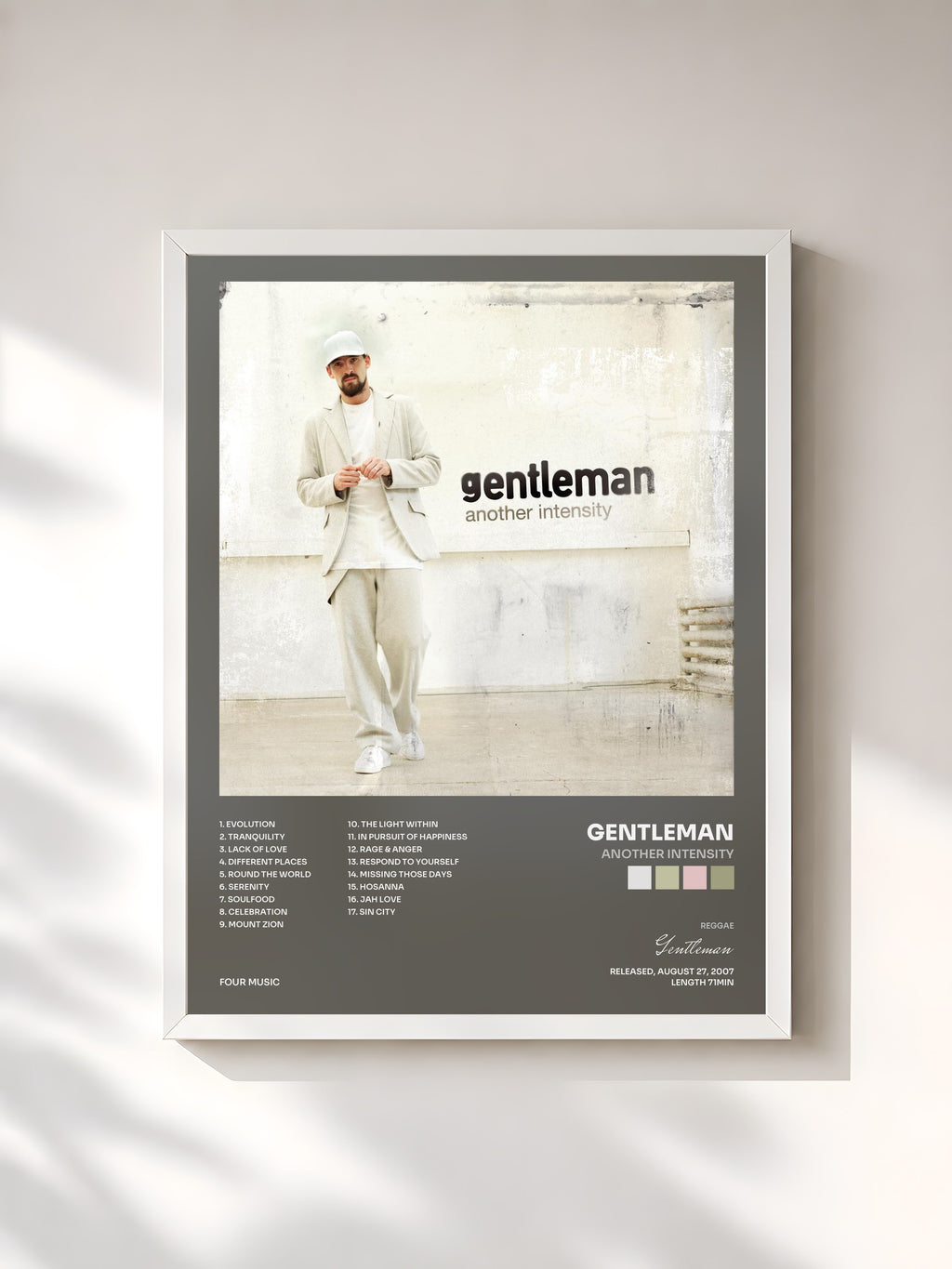 #blanc Tableau de l'album Another Intensity de Gentleman, cadre blanc, imprimé et encadré en France
