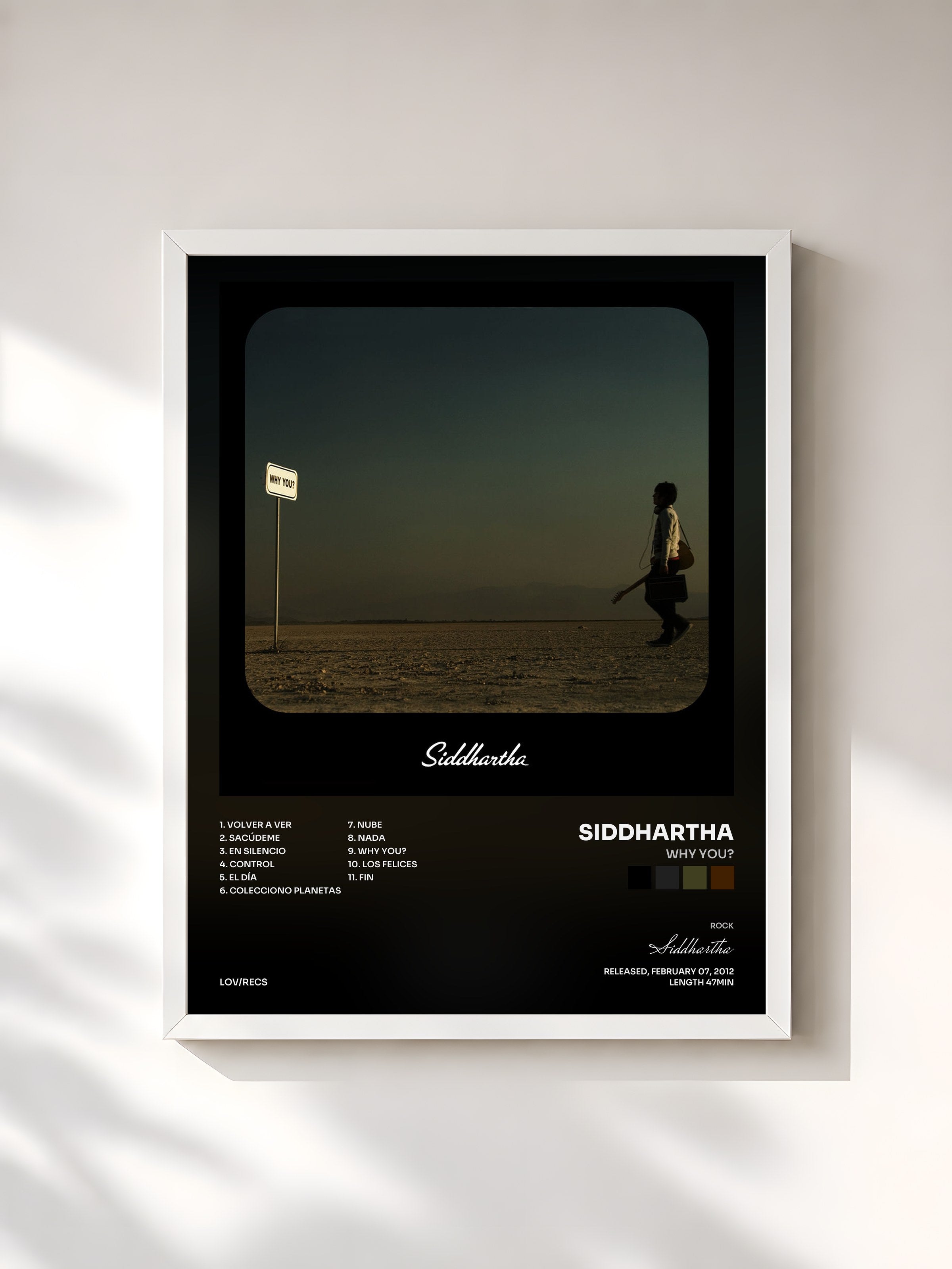 #blanc Tableau de l'album Why You? de Siddhartha, cadre blanc, imprimé et encadré en France