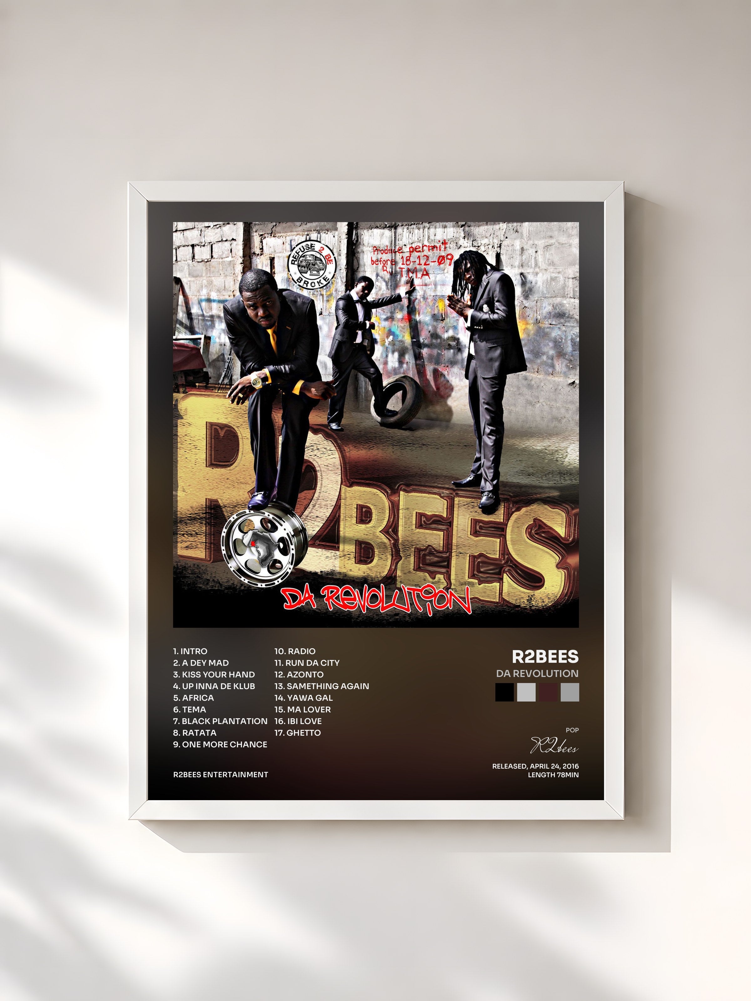 #blanc Tableau de l'album Da Revolution de R2bees, cadre blanc, imprimé et encadré en France