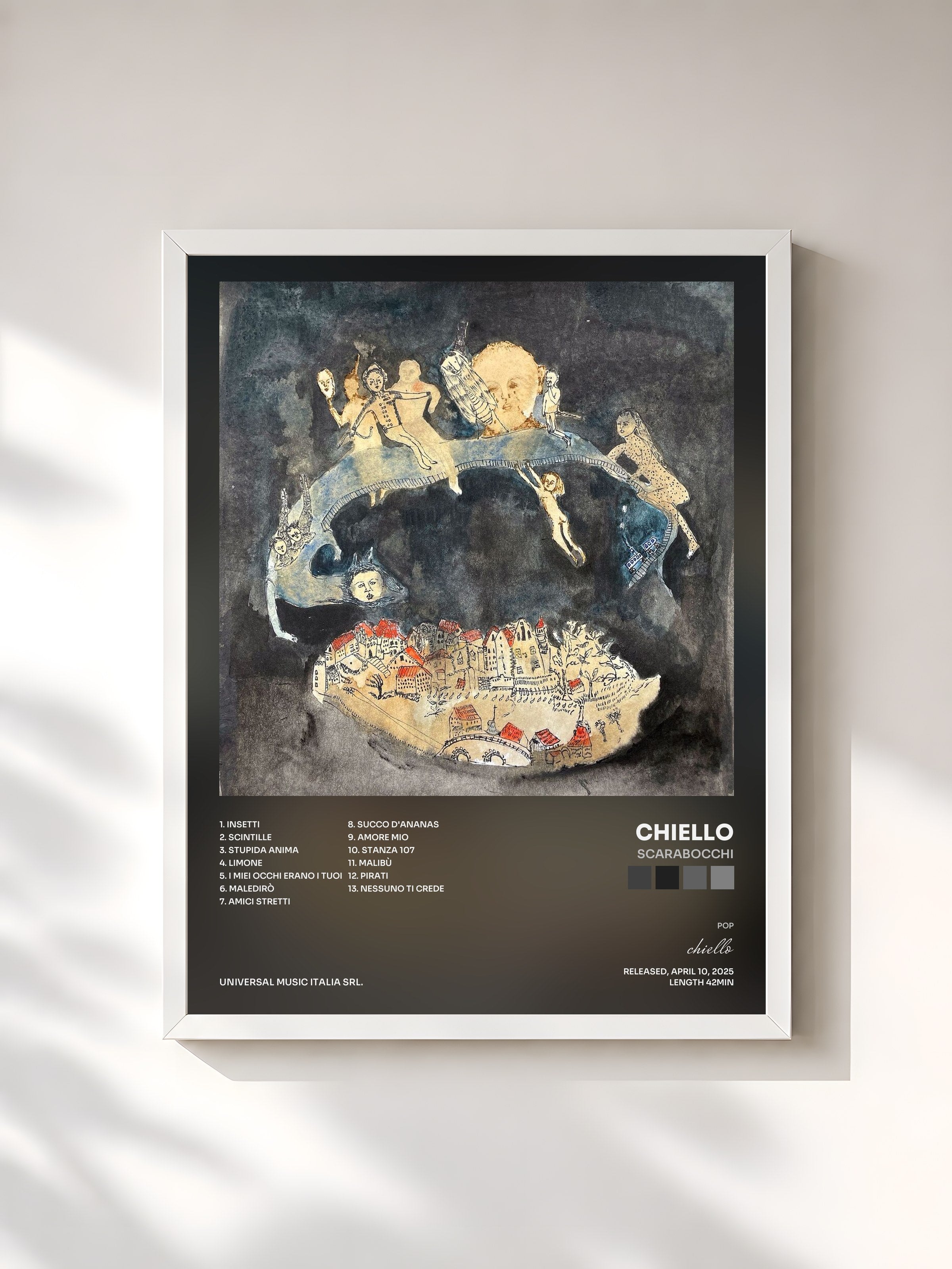 #blanc Tableau de l'album Scarabocchi de chiello, cadre blanc, imprimé et encadré en France