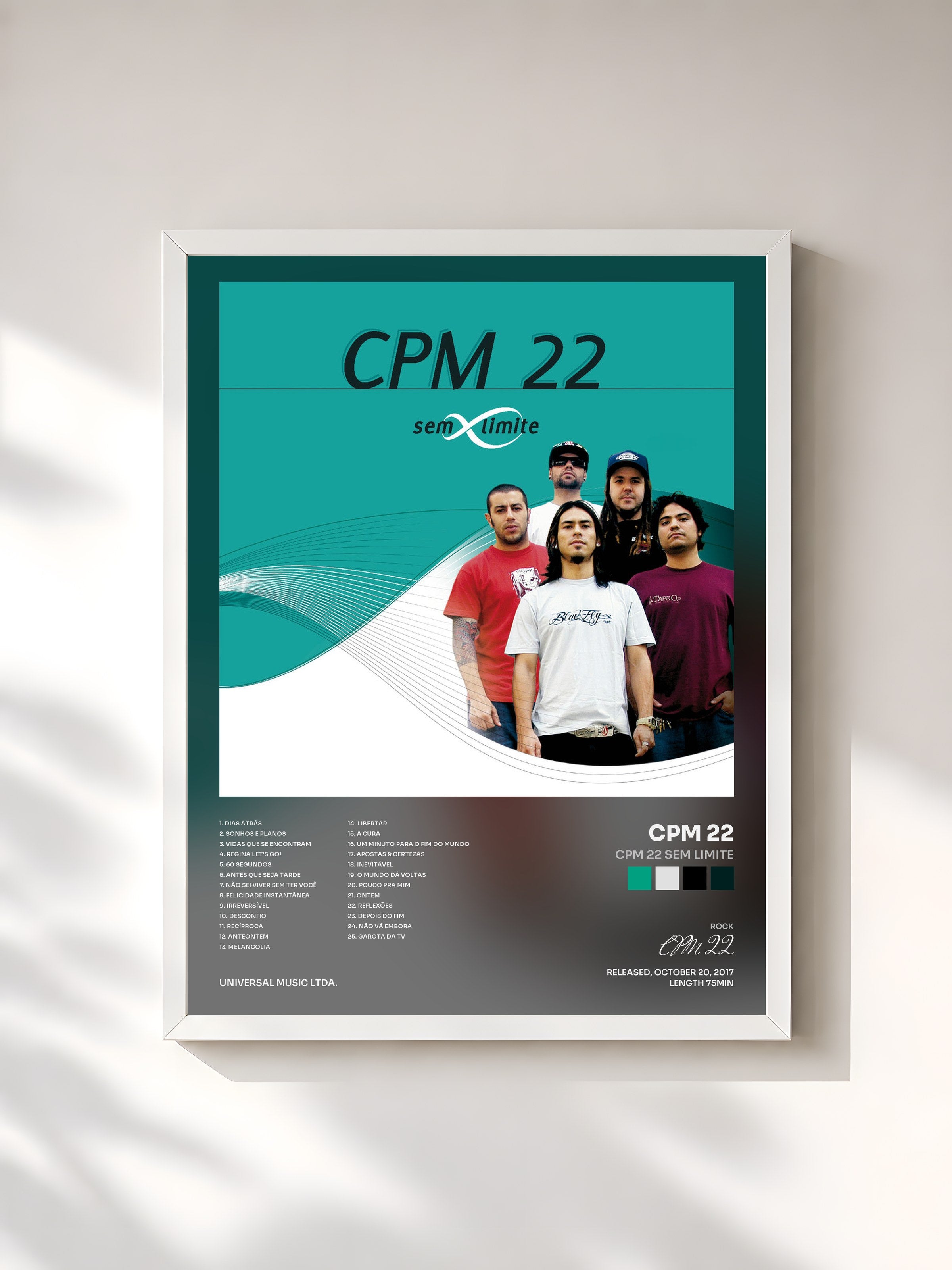 #blanc Tableau de l'album CPM 22 Sem Limite de CPM 22, cadre blanc, imprimé et encadré en France