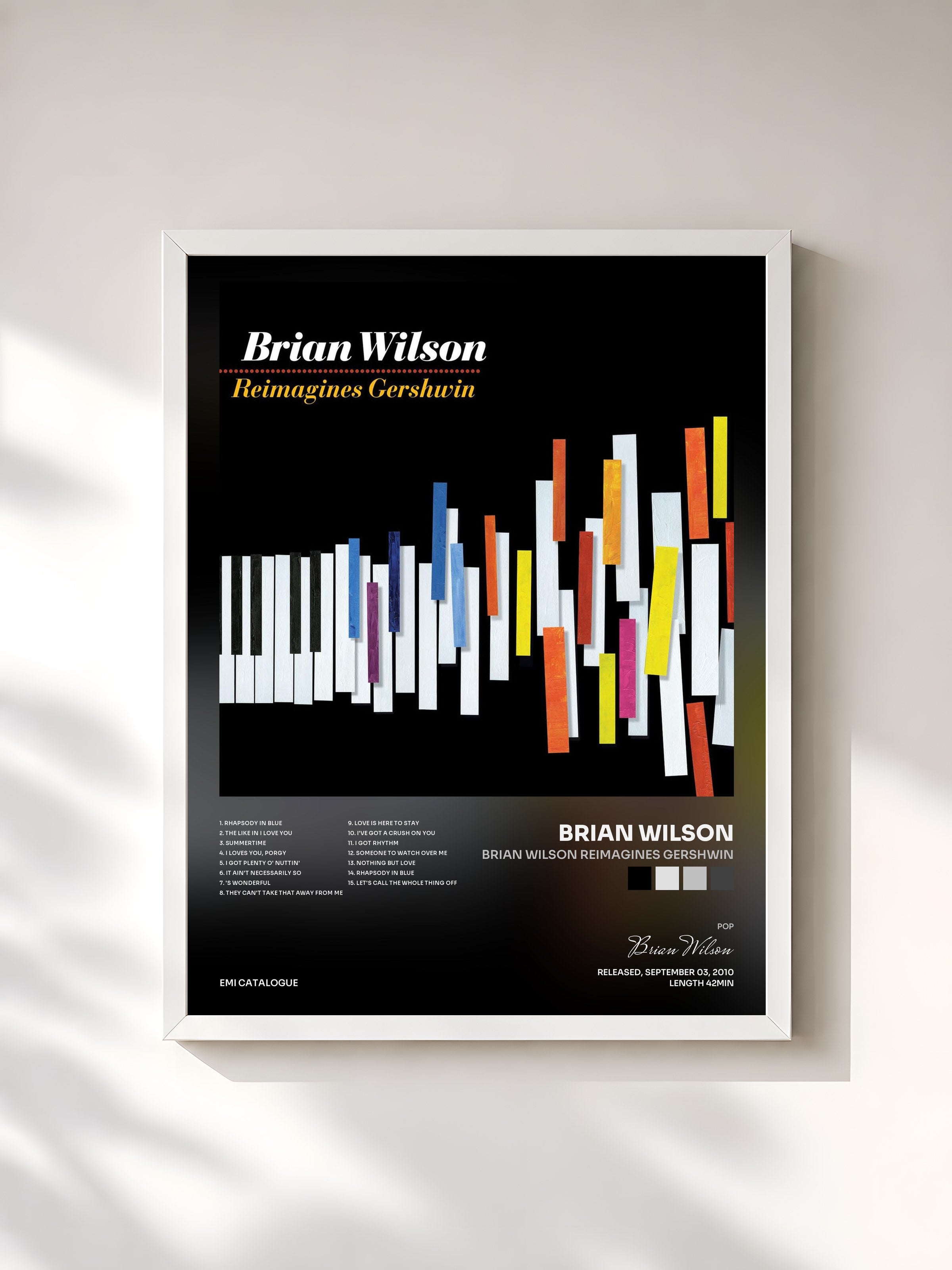 #blanc Tableau de l'album Brian Wilson Reimagines Gershwin de Brian Wilson, cadre blanc, imprimé et encadré en France