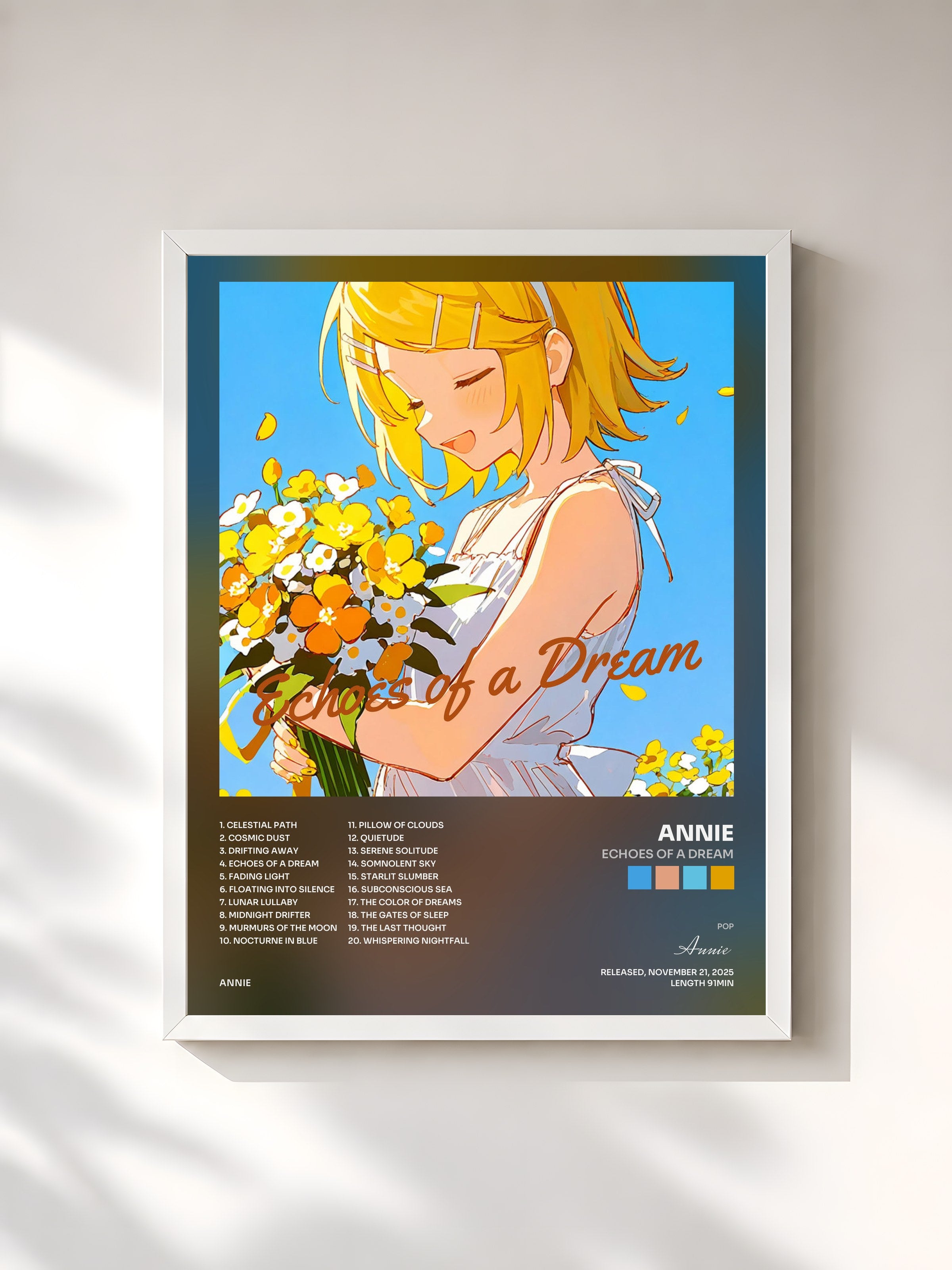 #blanc Tableau de l'album Echoes of a Dream de Annie, cadre blanc, imprimé et encadré en France