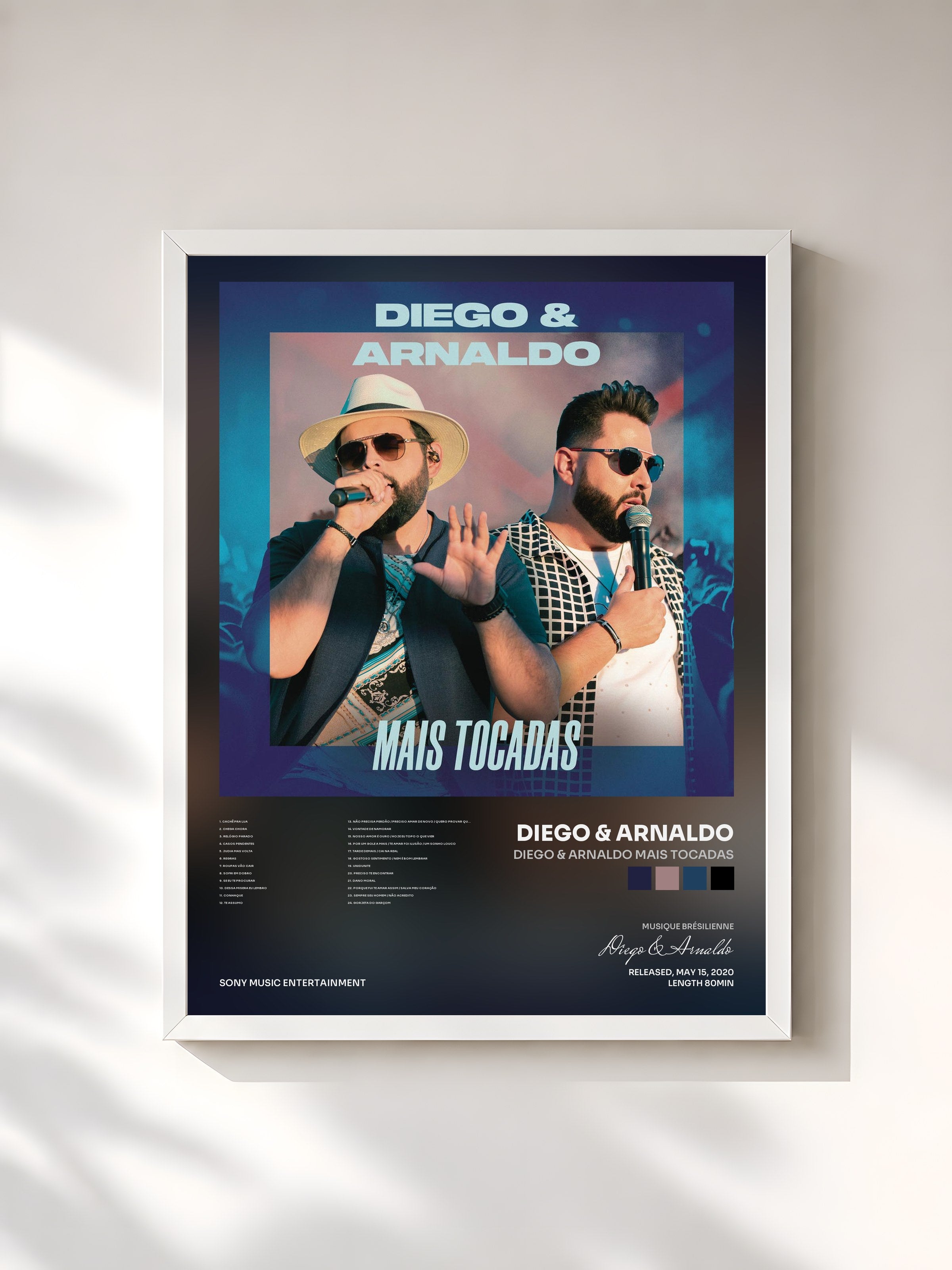 #blanc Tableau de l'album Diego & Arnaldo Mais Tocadas de Diego & Arnaldo, cadre blanc, imprimé et encadré en France