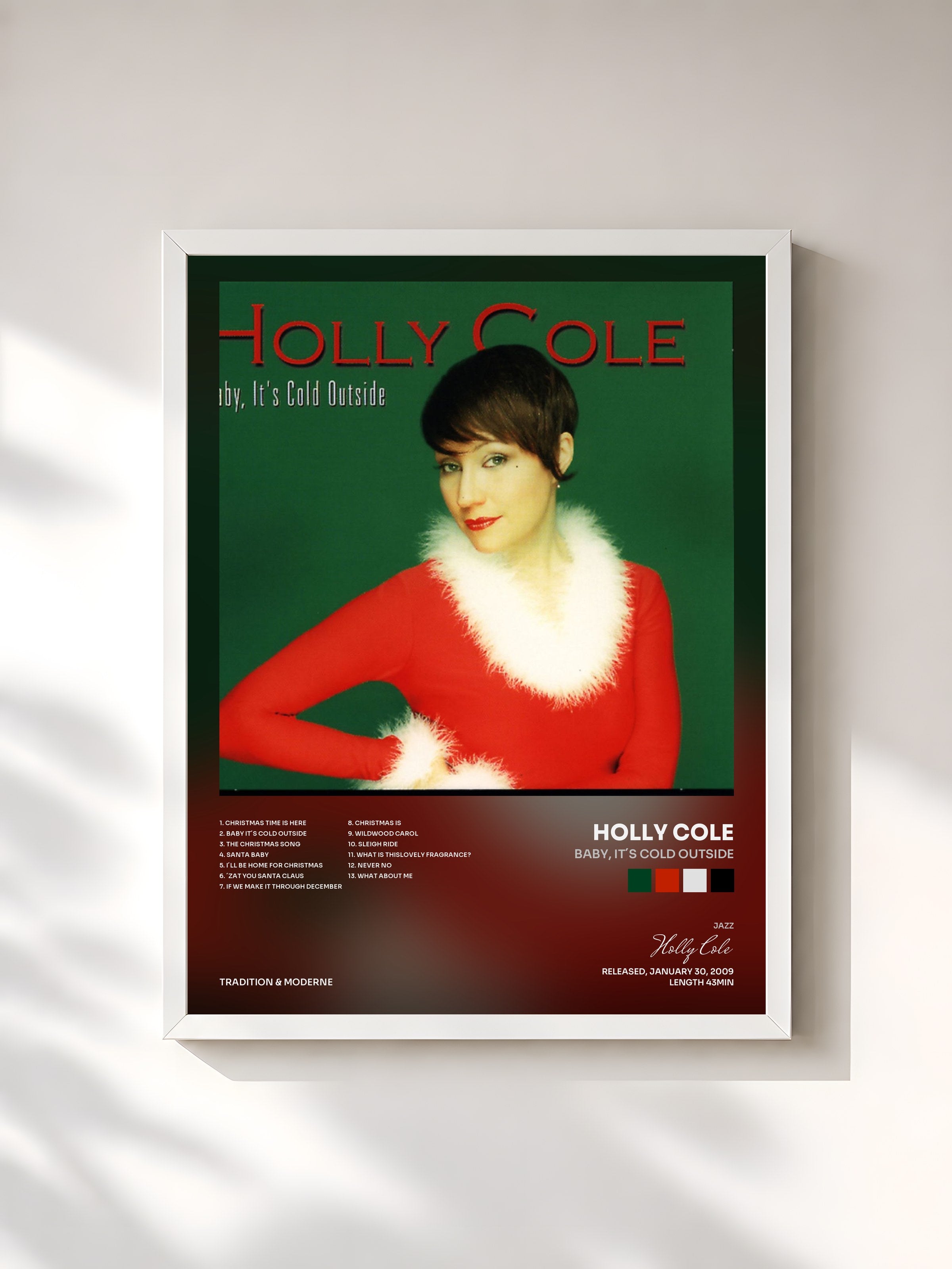 #blanc Tableau de l'album Baby, It´s Cold Outside de Holly Cole, cadre blanc, imprimé et encadré en France