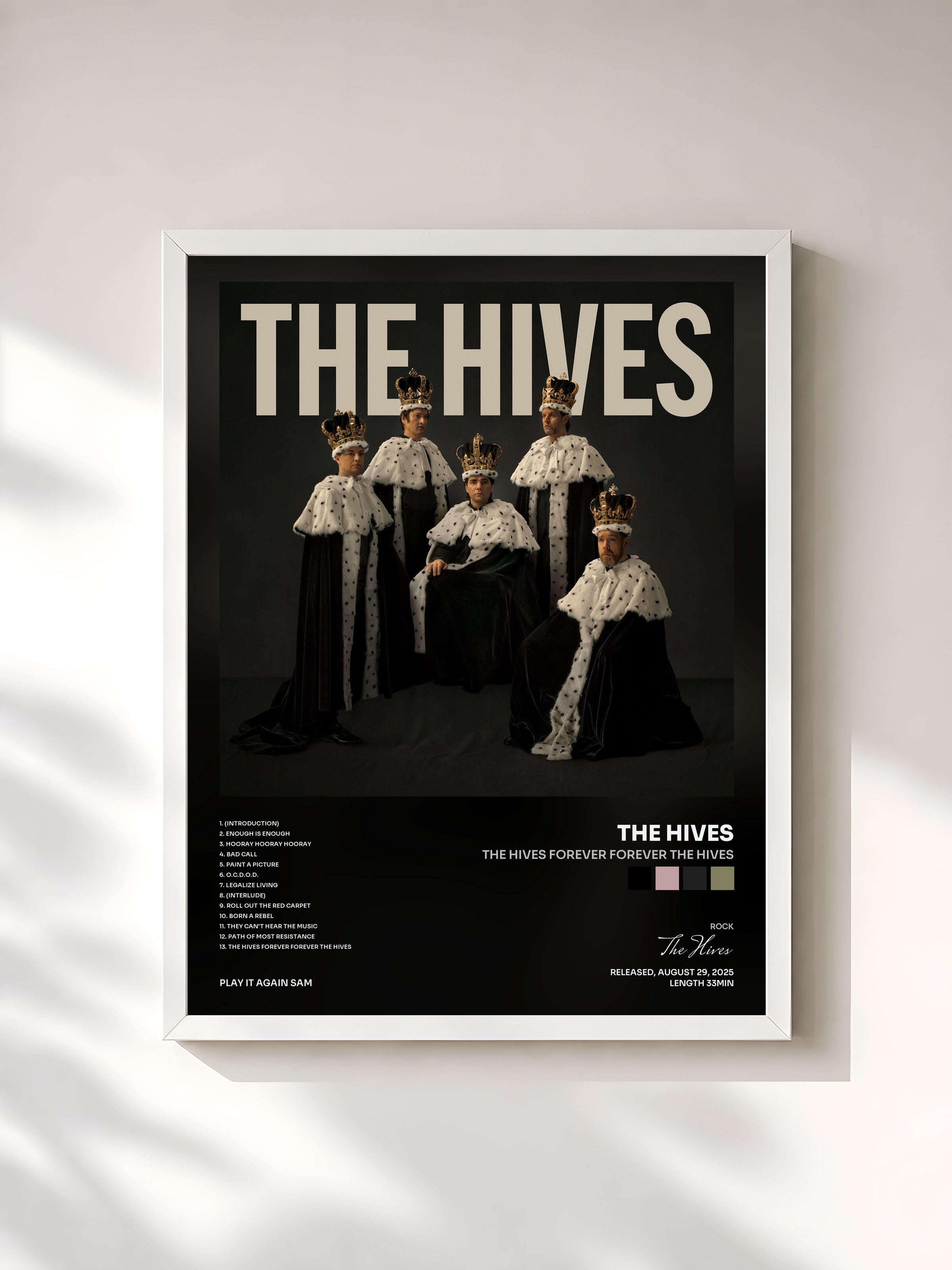 #blanc Tableau de l'album The Hives Forever Forever The Hives de The Hives, cadre blanc, imprimé et encadré en France