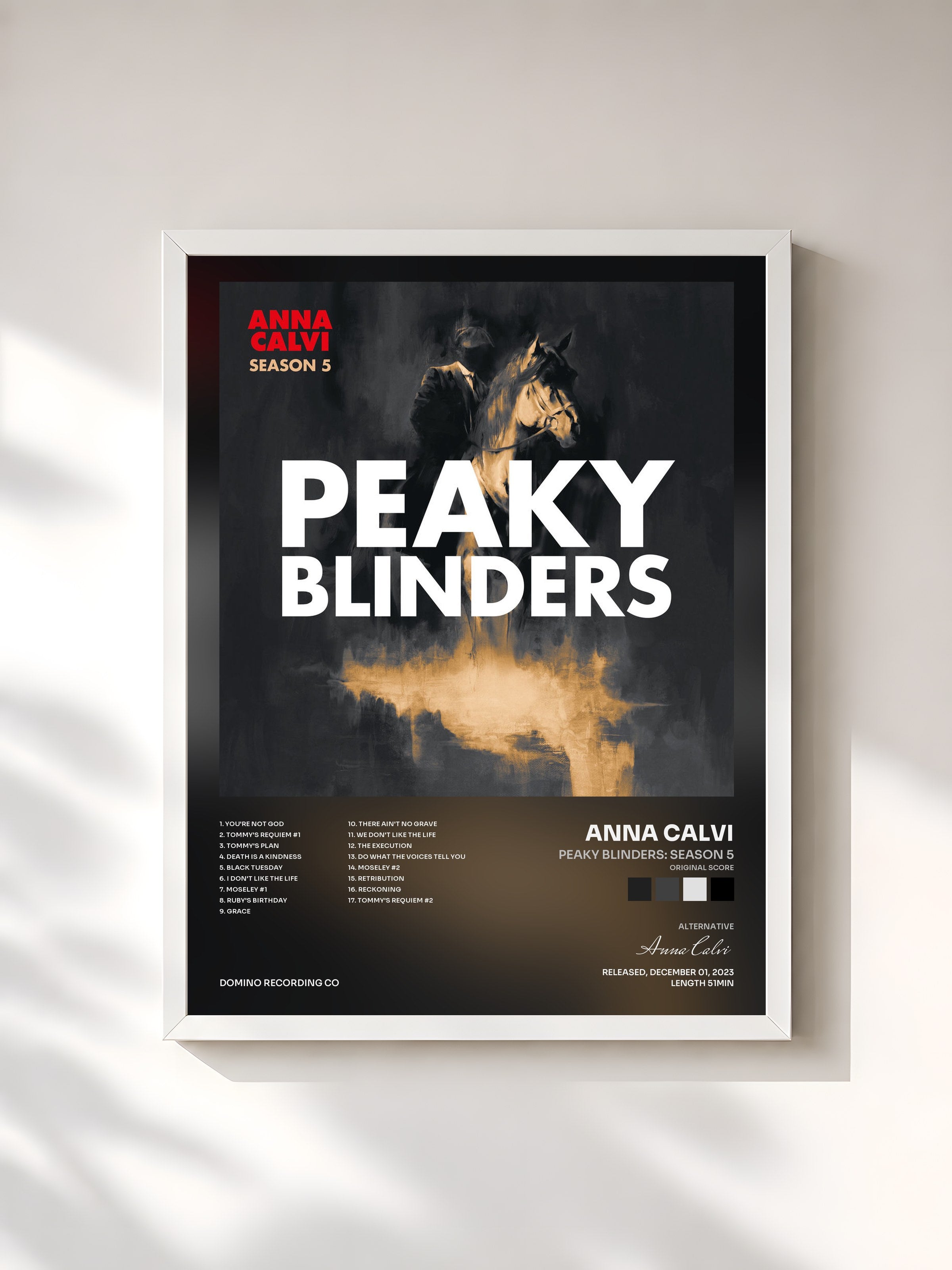 #blanc Tableau de l'album Peaky Blinders: Season 5 (Original Score) de Anna Calvi, cadre blanc, imprimé et encadré en France
