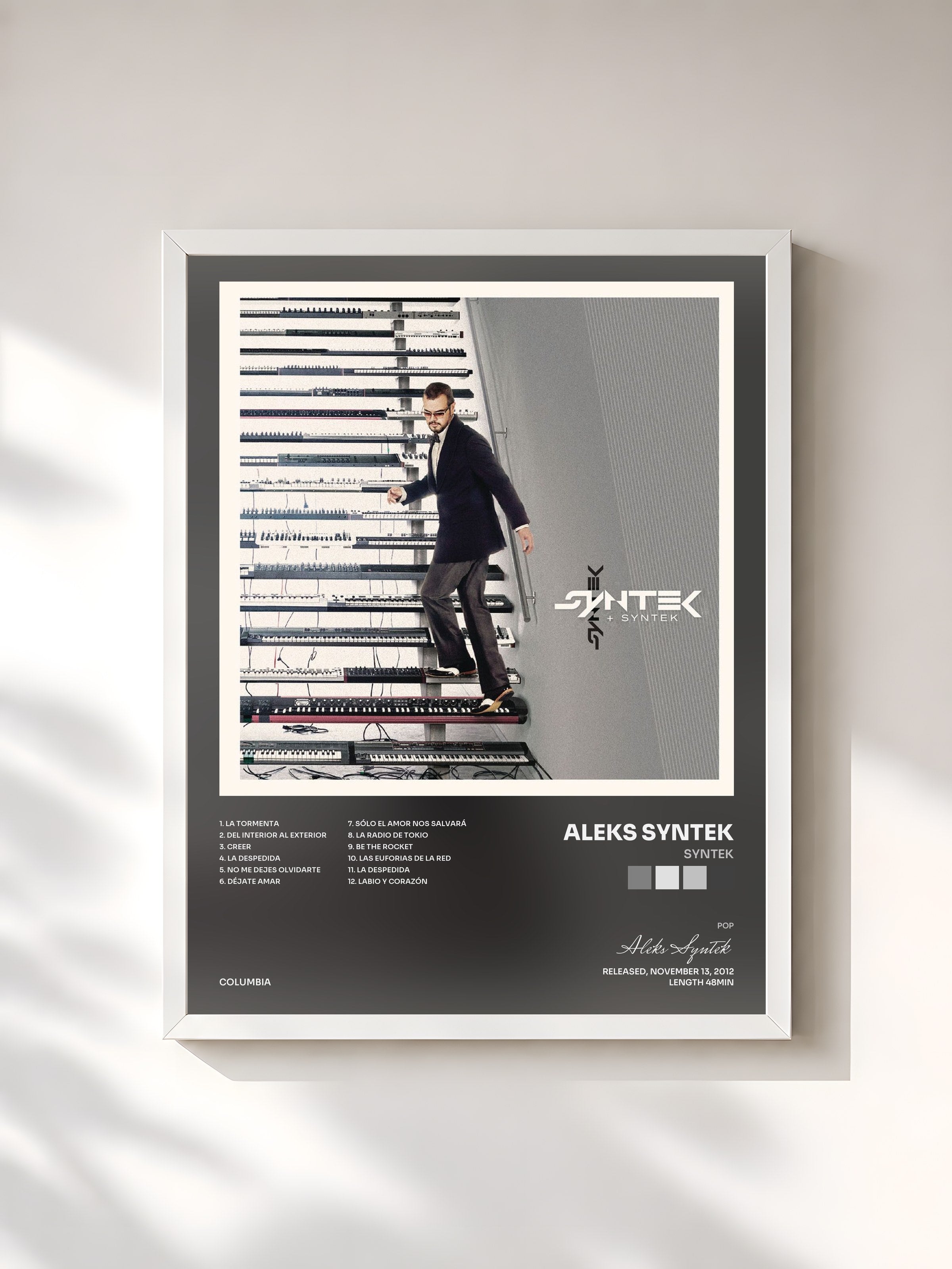 #blanc Tableau de l'album Syntek de Aleks Syntek, cadre blanc, imprimé et encadré en France