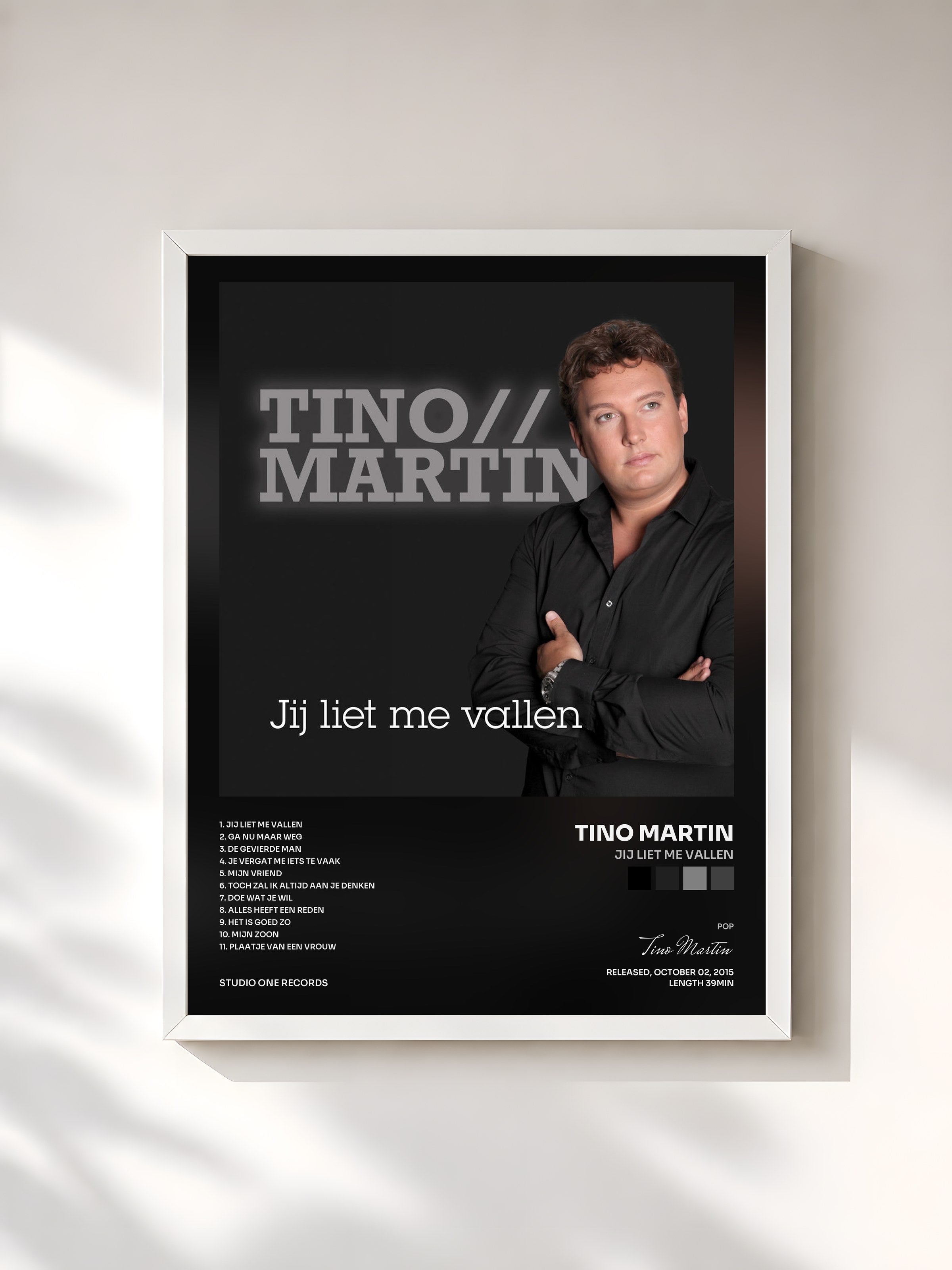 #blanc Tableau de l'album Jij Liet Me Vallen de Tino Martin, cadre blanc, imprimé et encadré en France