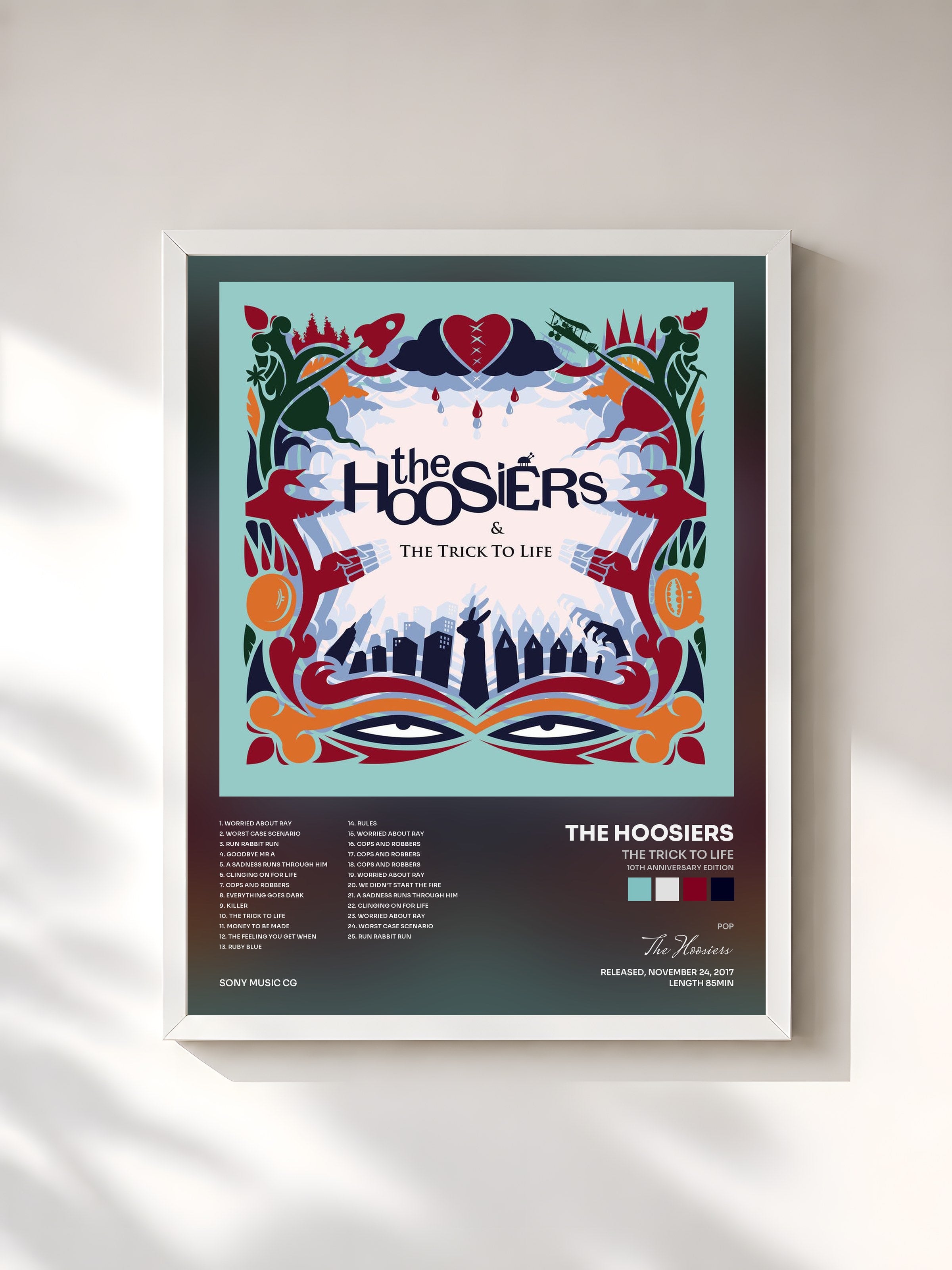#blanc Tableau de l'album The Trick to Life (10th Anniversary Edition) de The Hoosiers, cadre blanc, imprimé et encadré en France