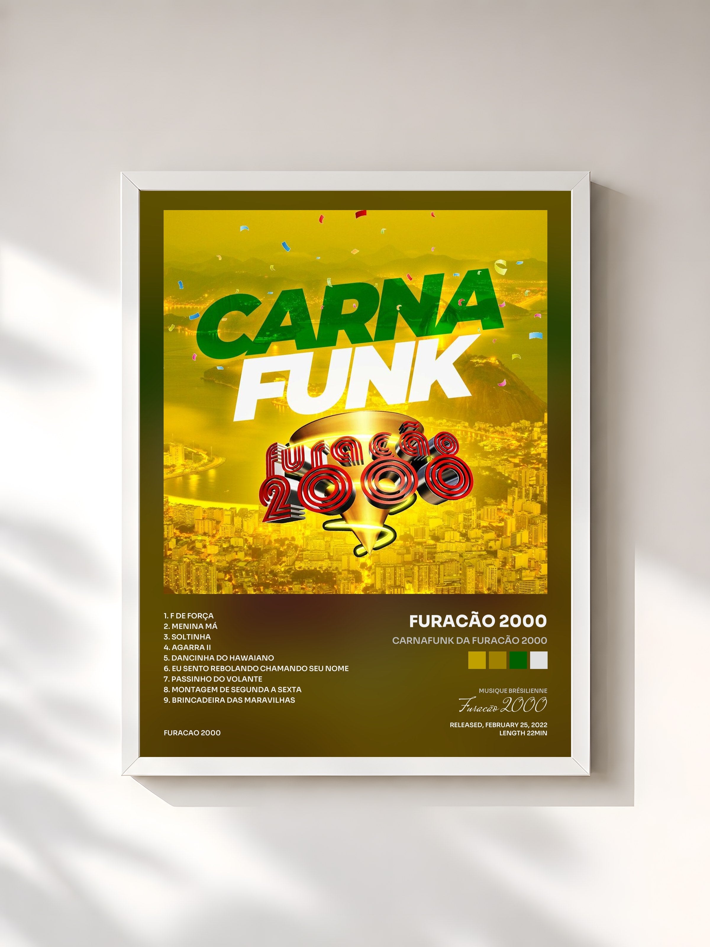 #blanc Tableau de l'album CarnaFunk da Furacão 2000 de Furacão 2000, cadre blanc, imprimé et encadré en France