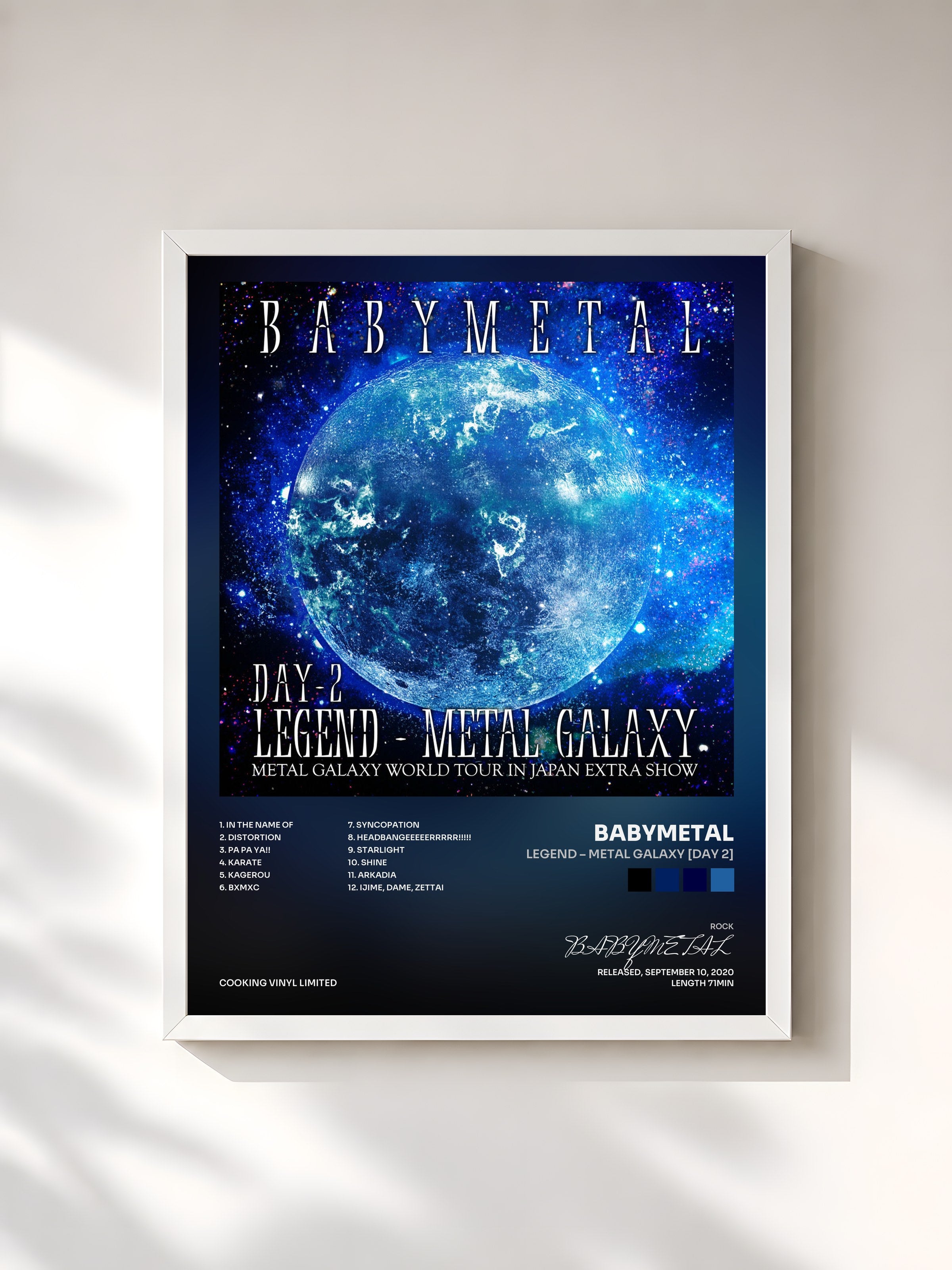 #blanc Tableau de l'album LEGEND – METAL GALAXY [DAY 2] de BABYMETAL, cadre blanc, imprimé et encadré en France