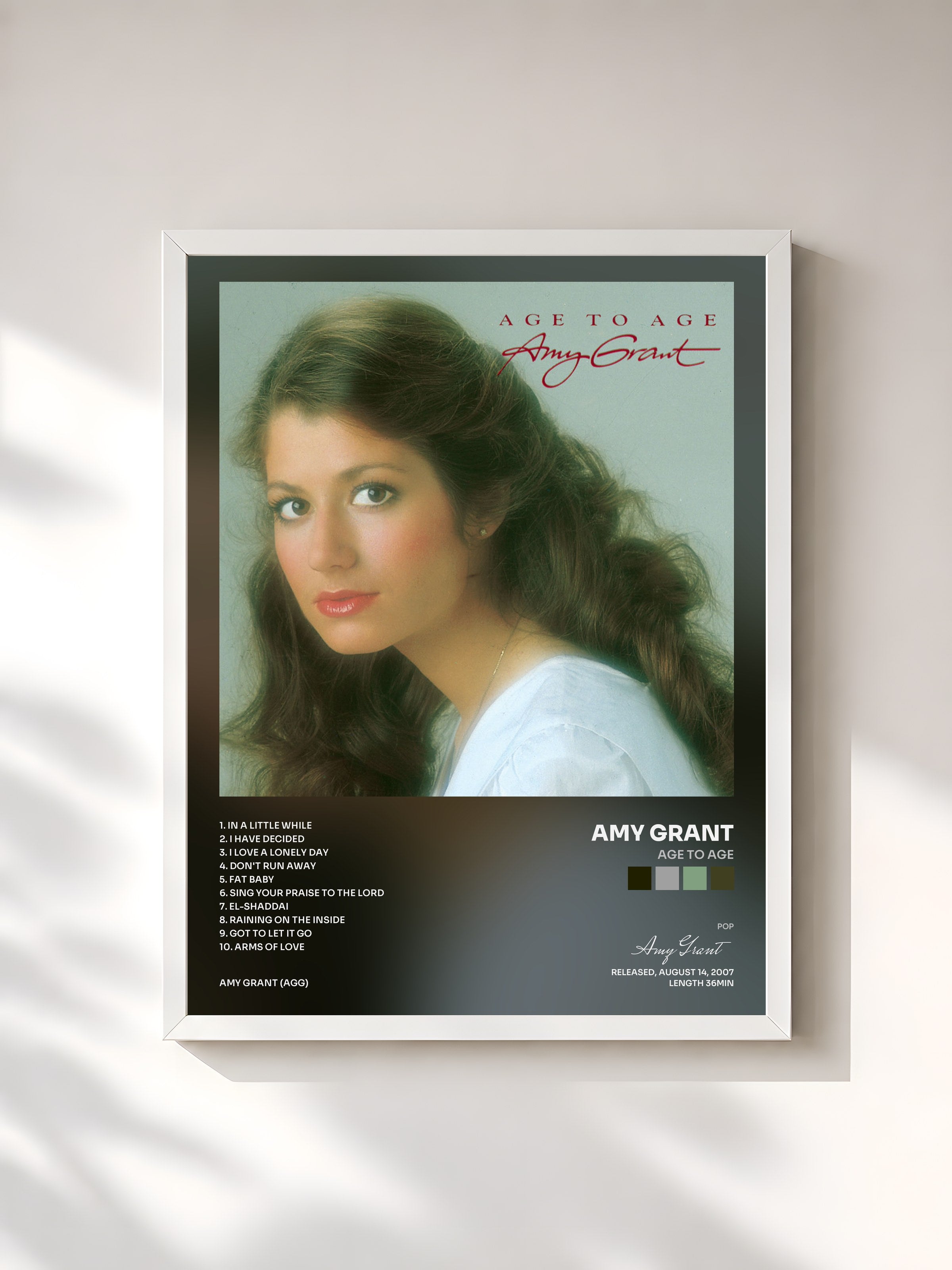 #blanc Tableau de l'album Age To Age de Amy Grant, cadre blanc, imprimé et encadré en France