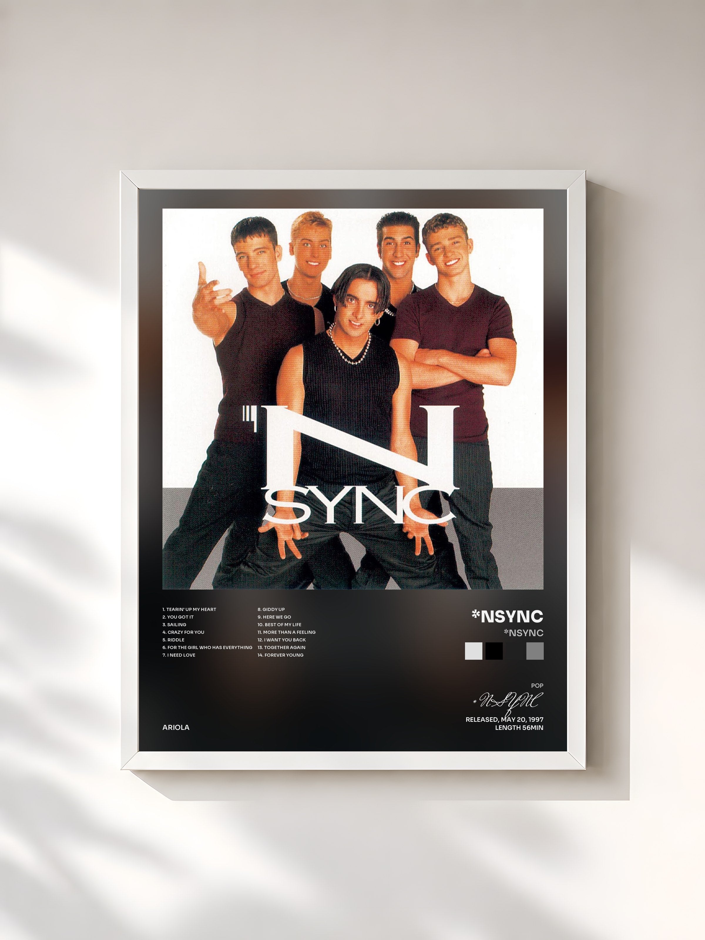 #blanc Tableau de l'album *NSYNC de *NSYNC, cadre blanc, imprimé et encadré en France