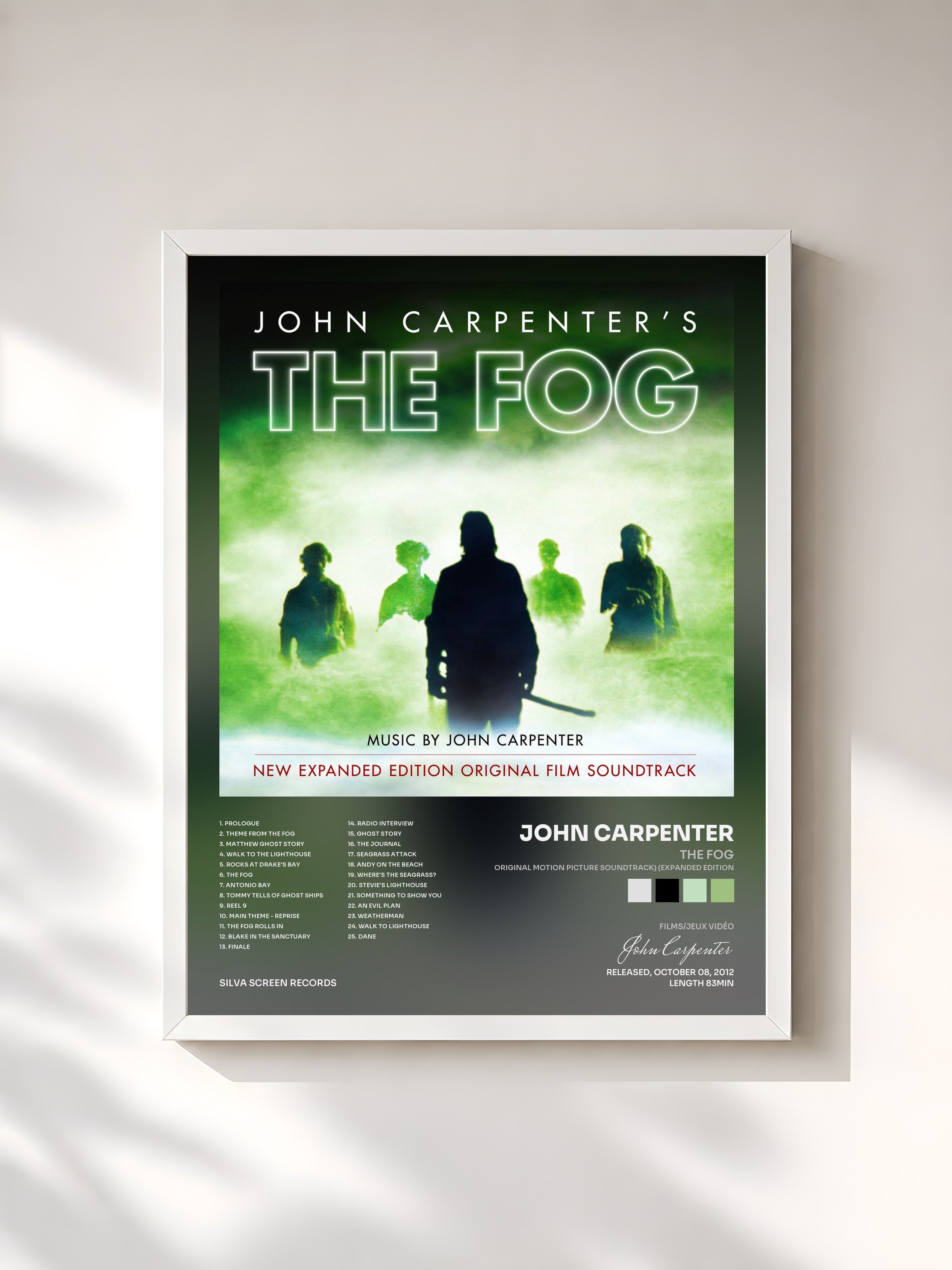 #blanc Tableau de l'album The Fog (Original Motion Picture Soundtrack) (Expanded Edition) de John Carpenter, cadre blanc, imprimé et encadré en France
