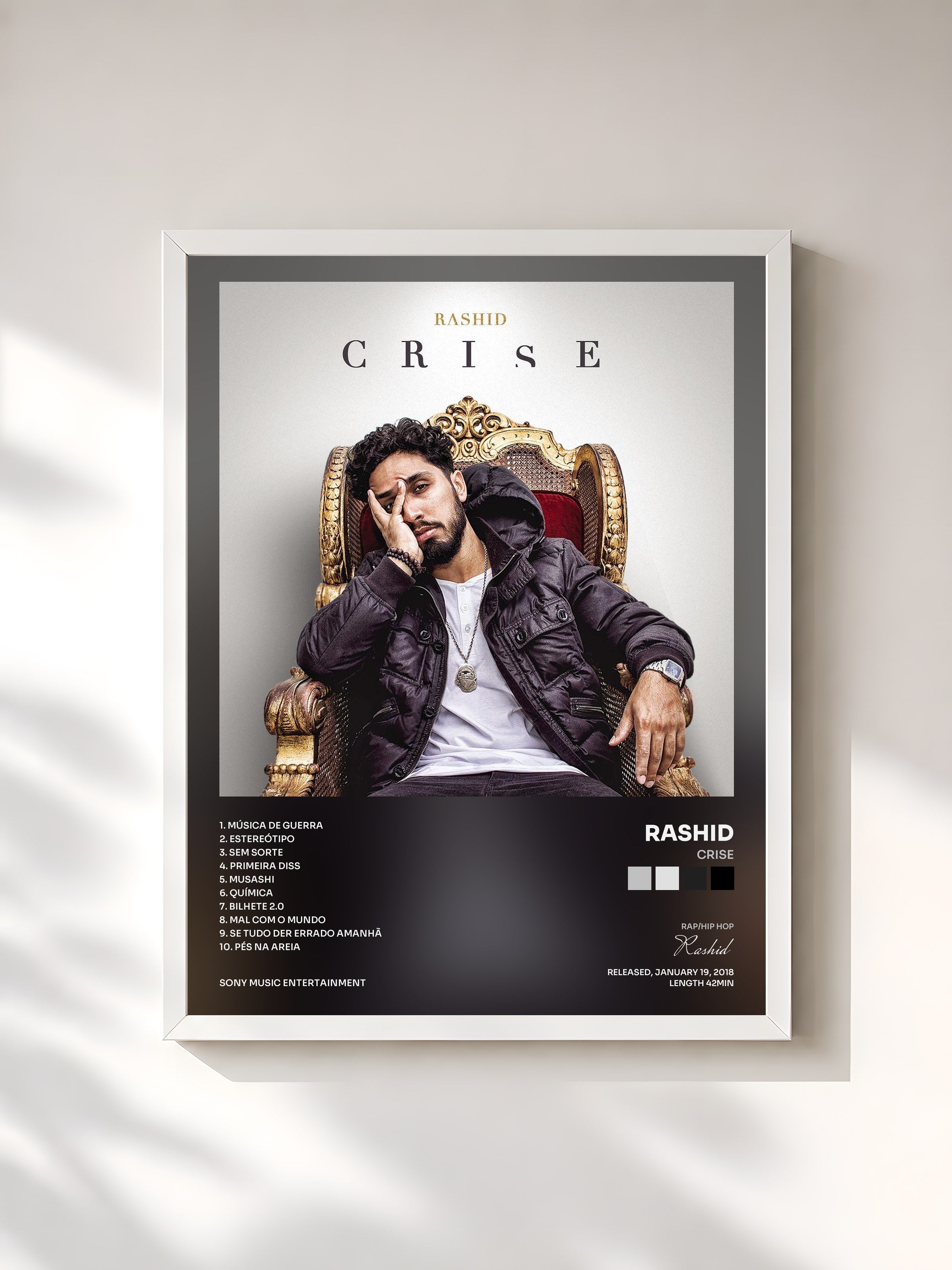 #blanc Tableau de l'album Crise de Rashid, cadre blanc, imprimé et encadré en France