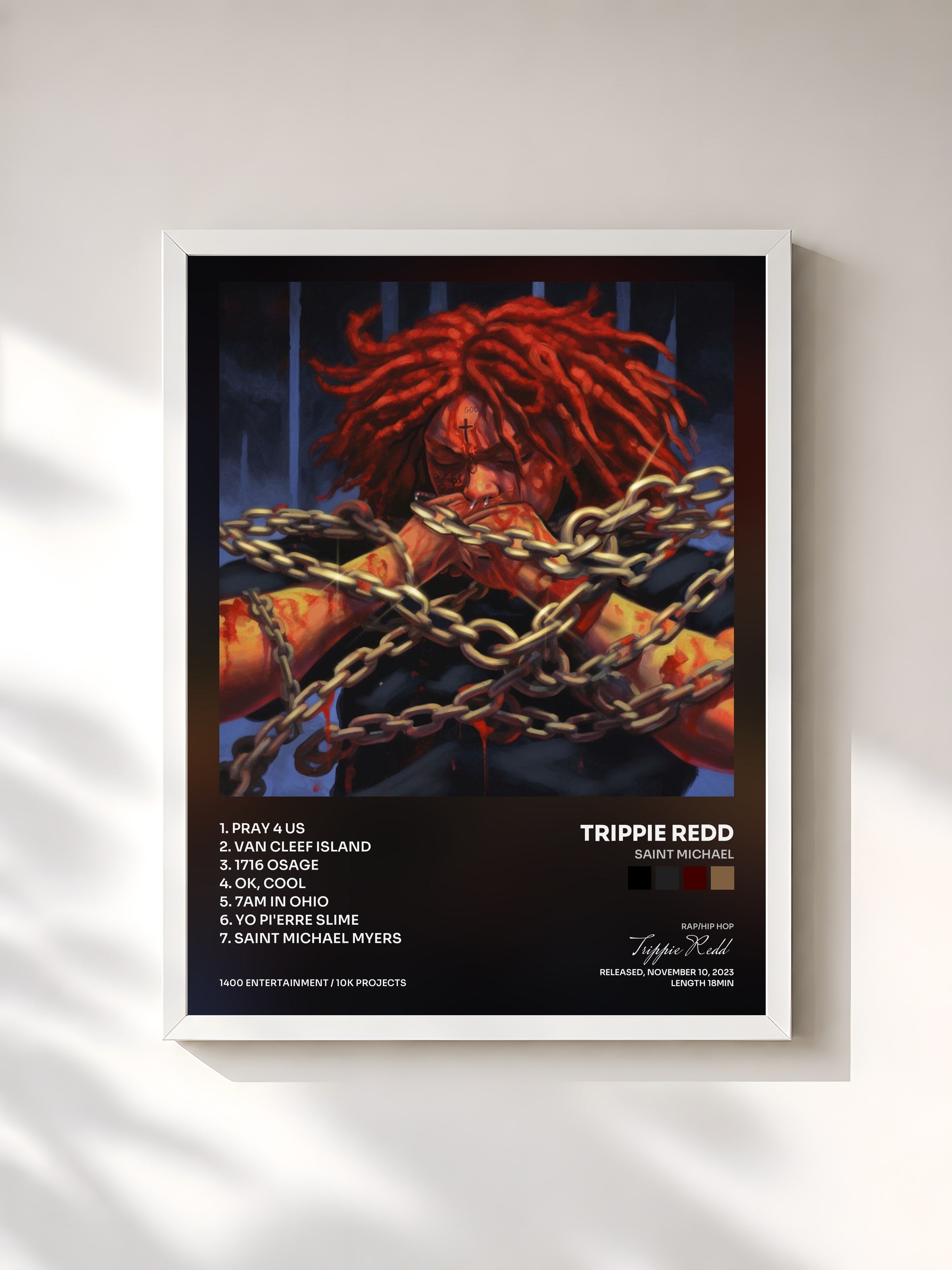 #blanc Tableau de l'album Saint Michael de Trippie Redd, cadre blanc, imprimé et encadré en France