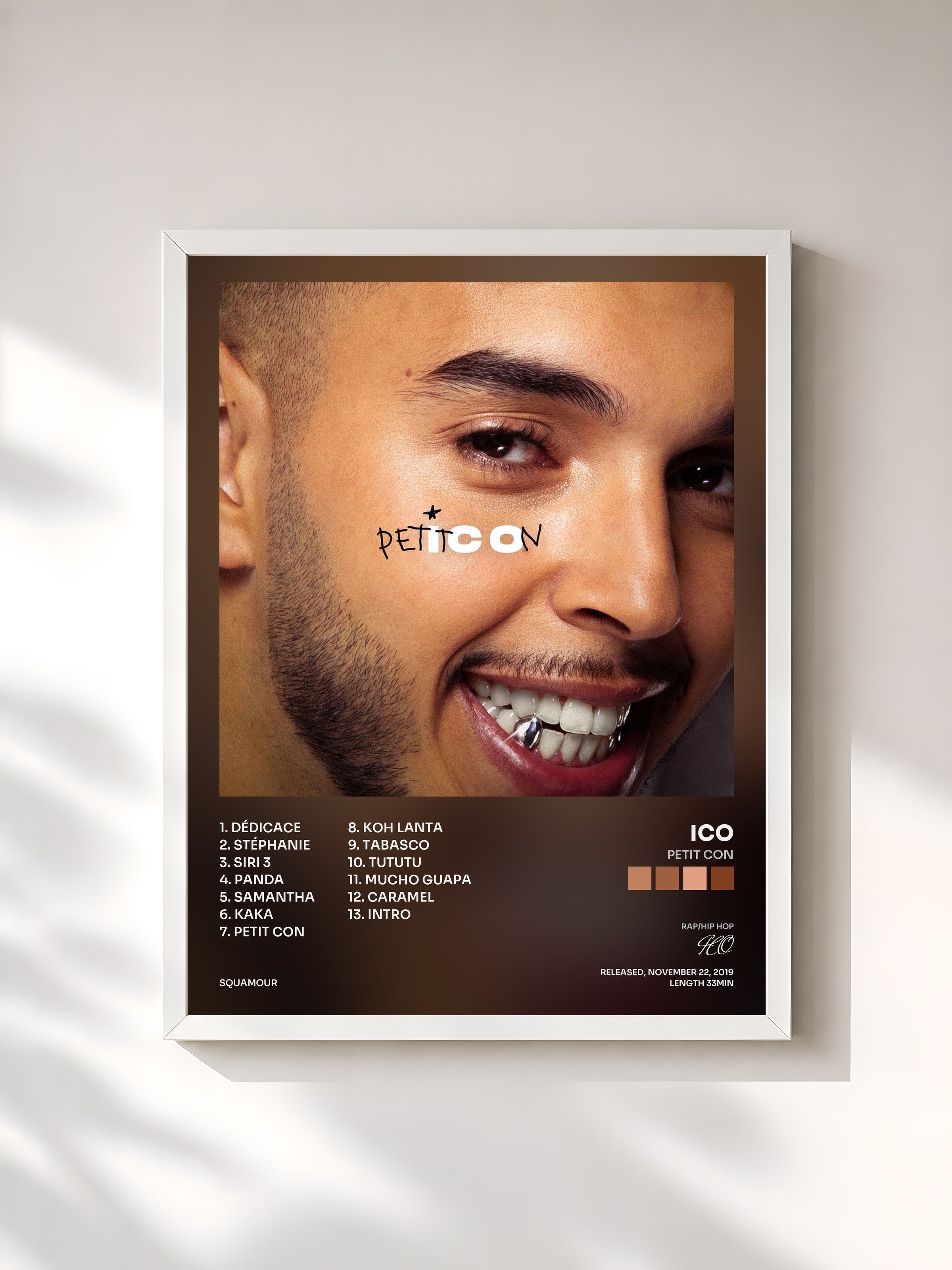 #blanc Tableau de l'album Petit con de ICO, cadre blanc, imprimé et encadré en France
