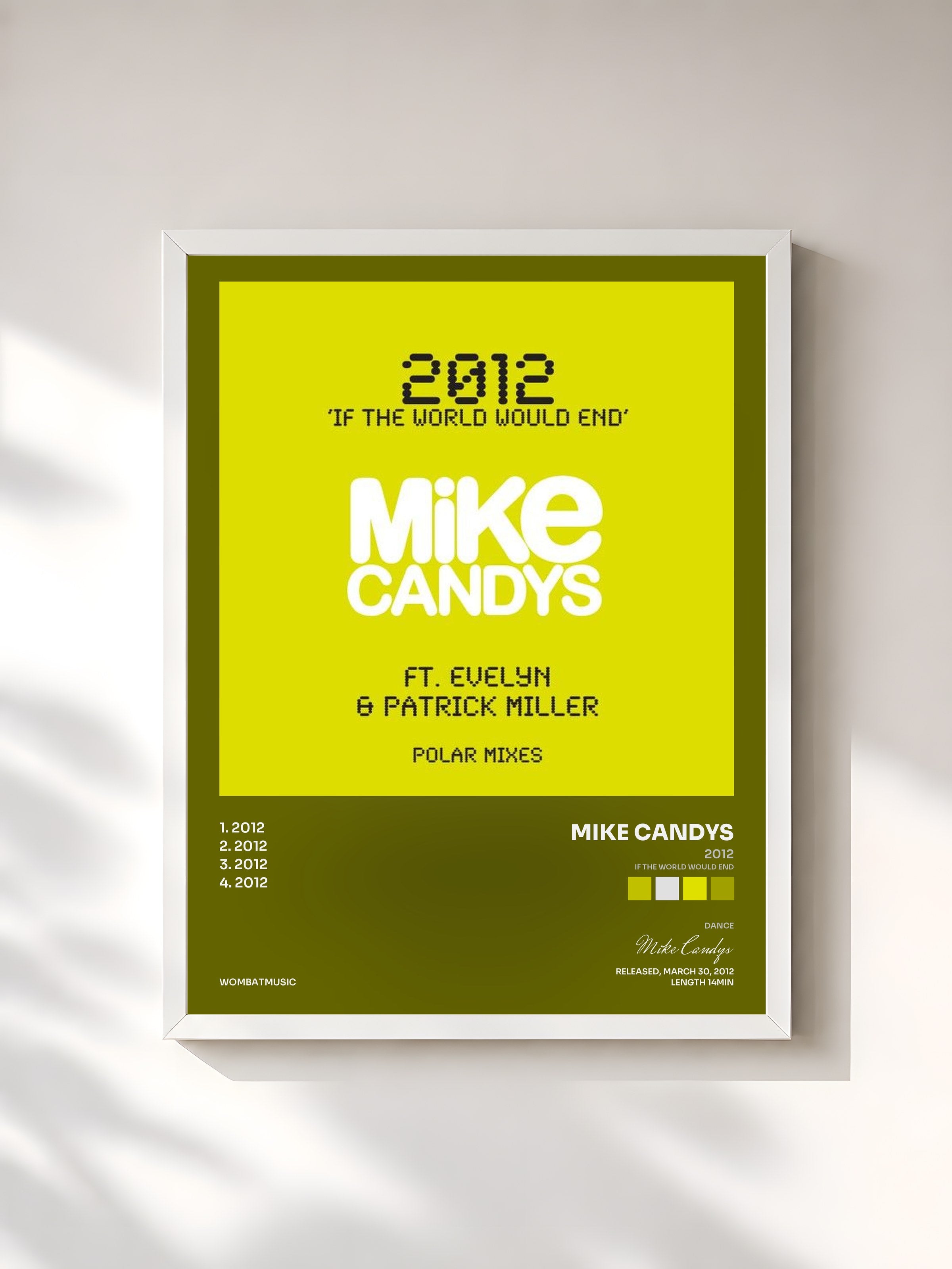 #blanc Tableau de l'album 2012 (If the World Would End) [Polar Mixes] de Mike Candys, cadre blanc, imprimé et encadré en France