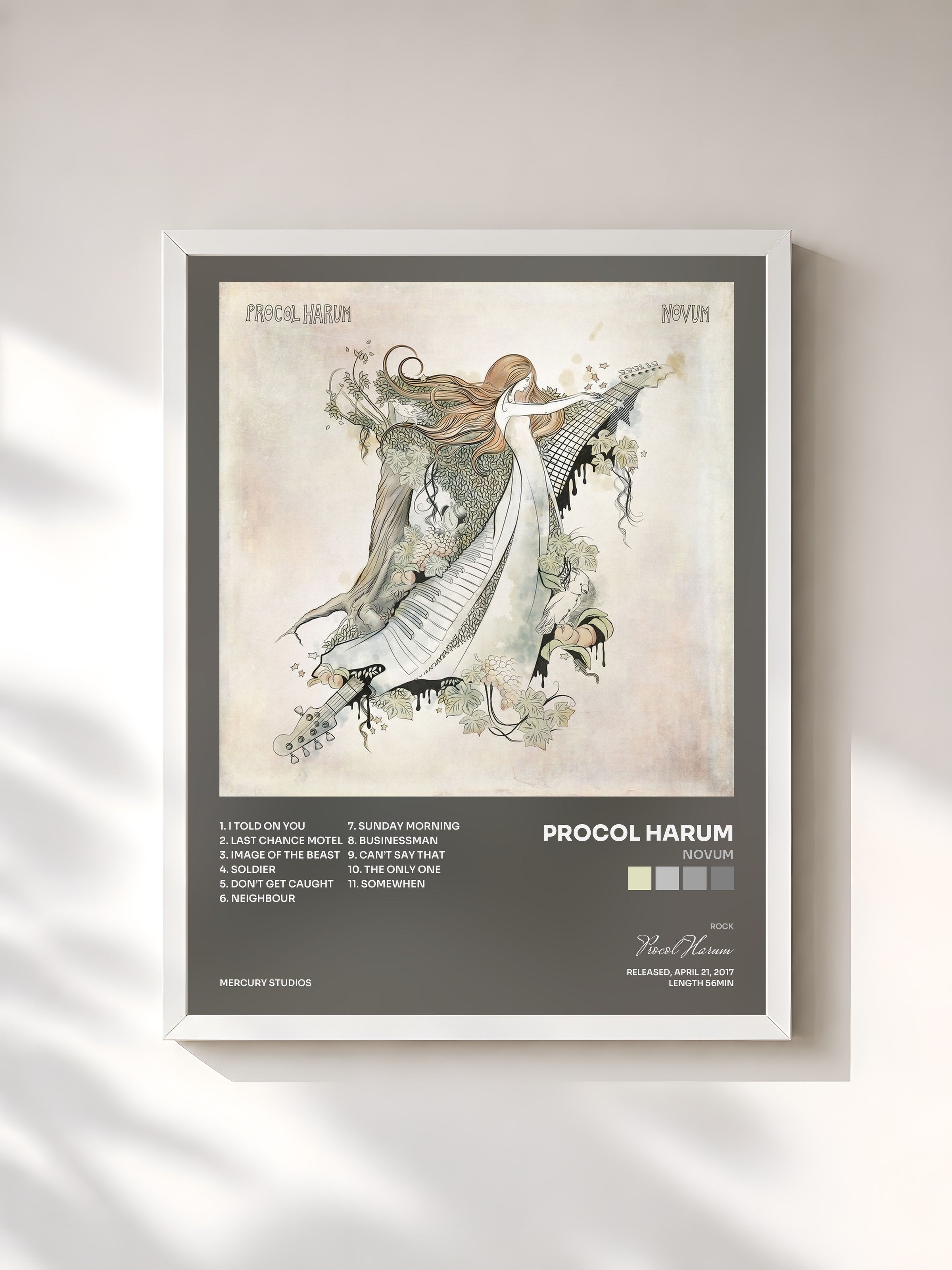 #blanc Tableau de l'album Novum de Procol Harum, cadre blanc, imprimé et encadré en France