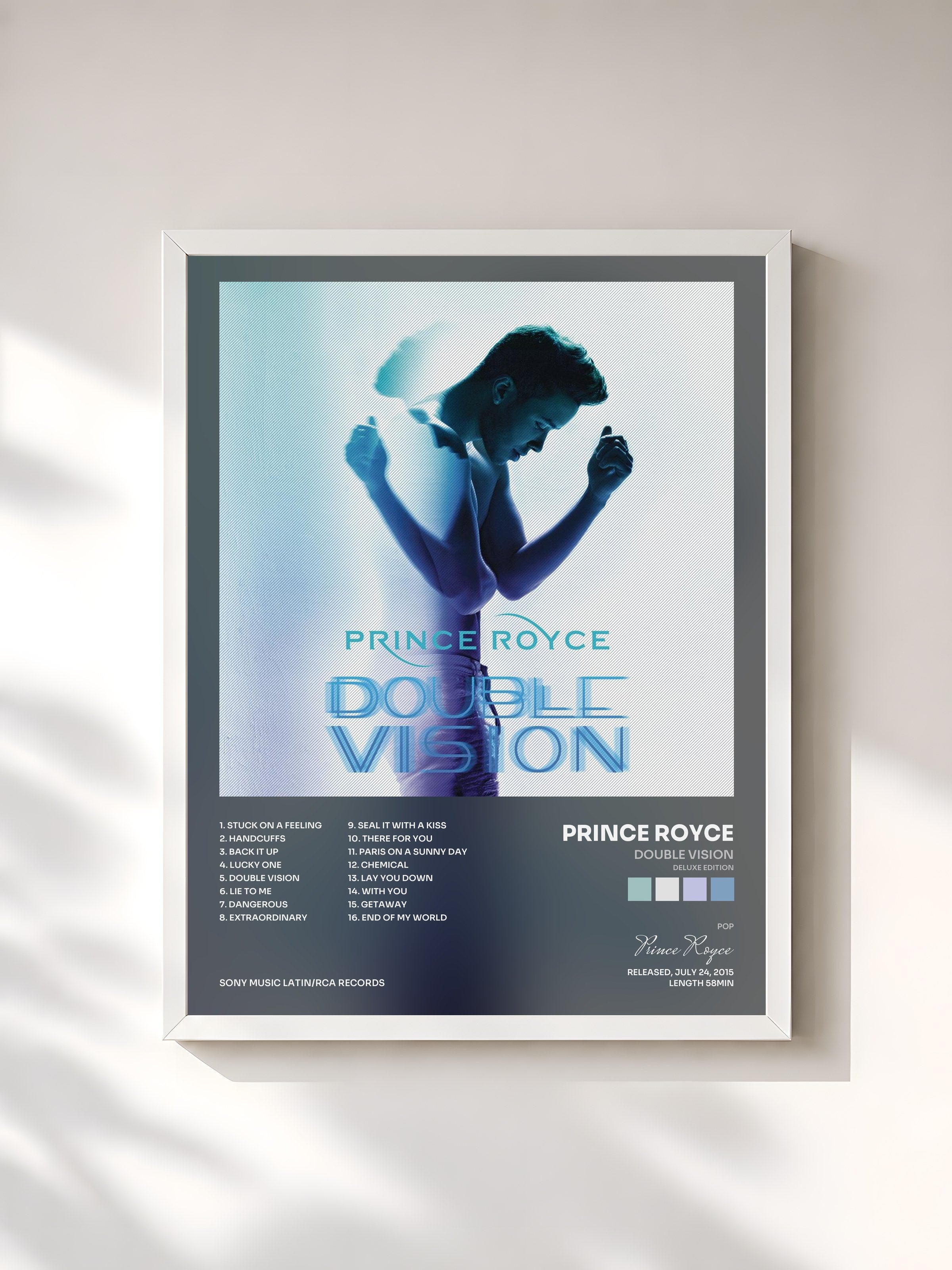 #blanc Tableau de l'album Double Vision (Deluxe Edition) de Prince Royce, cadre blanc, imprimé et encadré en France
