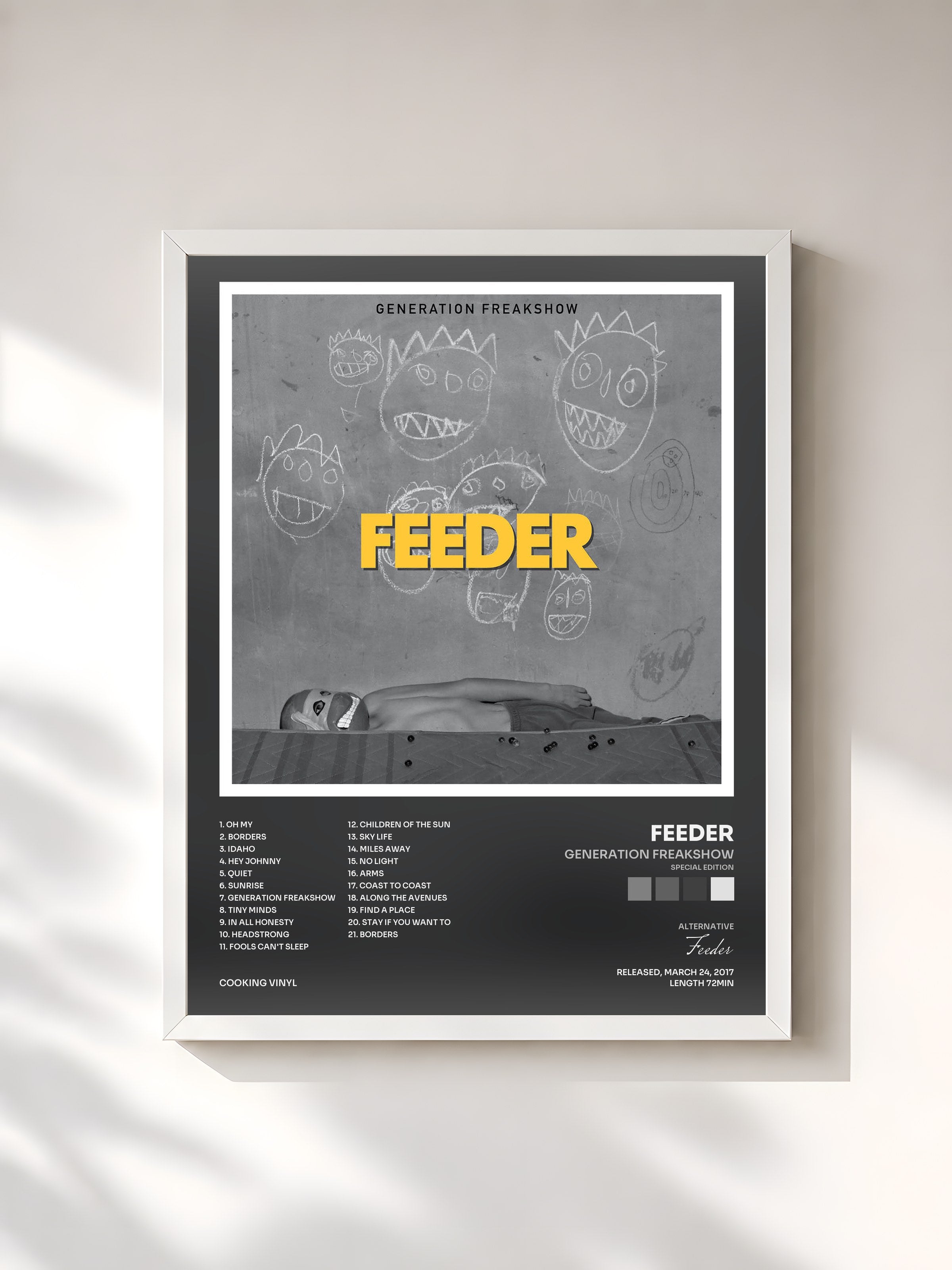 #blanc Tableau de l'album Generation Freakshow (Special Edition) de Feeder, cadre blanc, imprimé et encadré en France