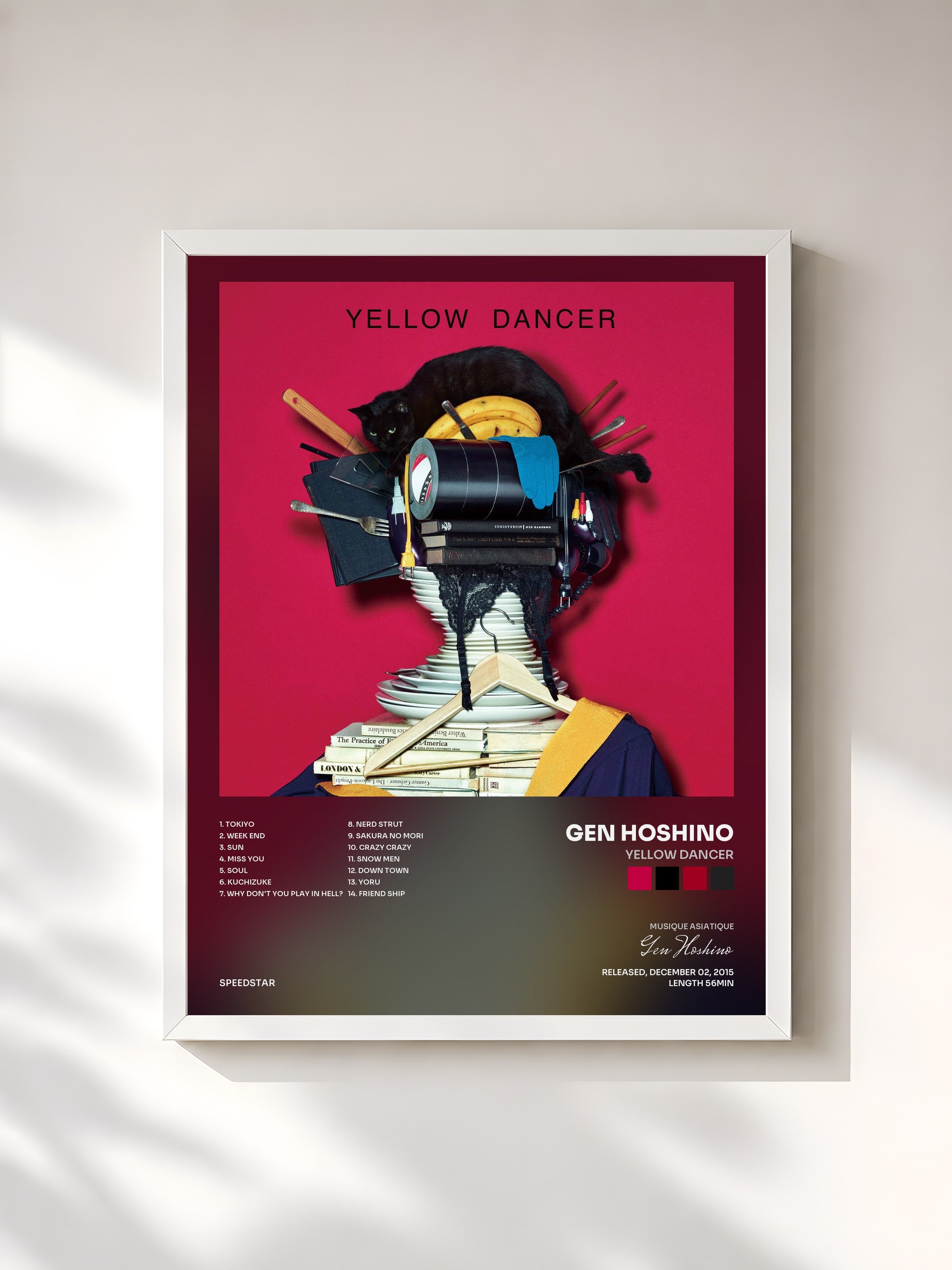 #blanc Tableau de l'album YELLOW DANCER de Gen Hoshino, cadre blanc, imprimé et encadré en France