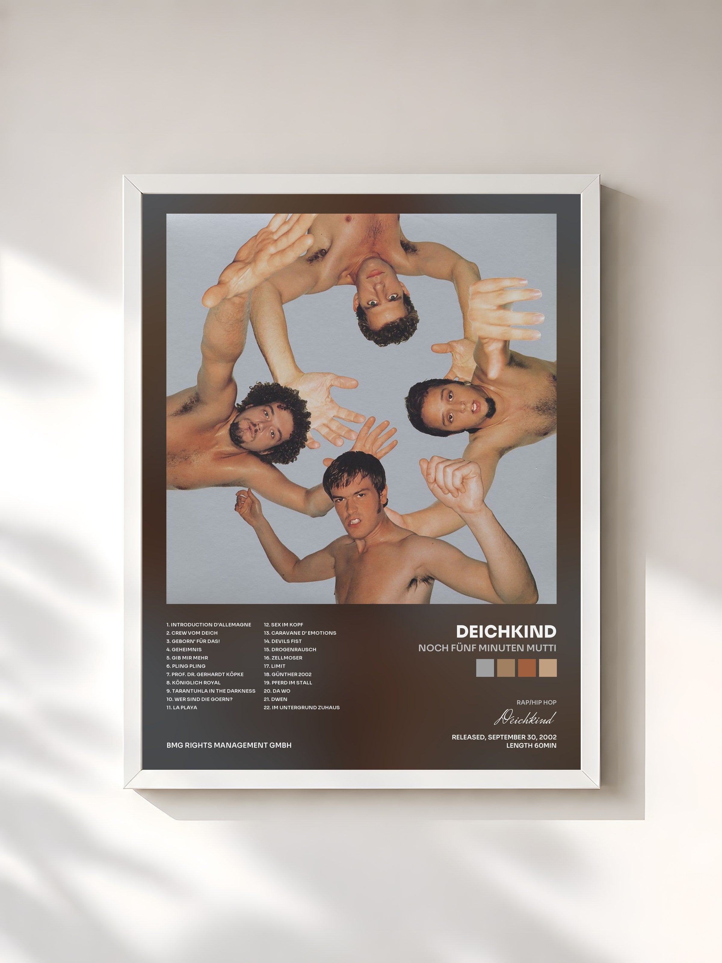 #blanc Tableau de l'album Noch fünf Minuten Mutti de Deichkind, cadre blanc, imprimé et encadré en France
