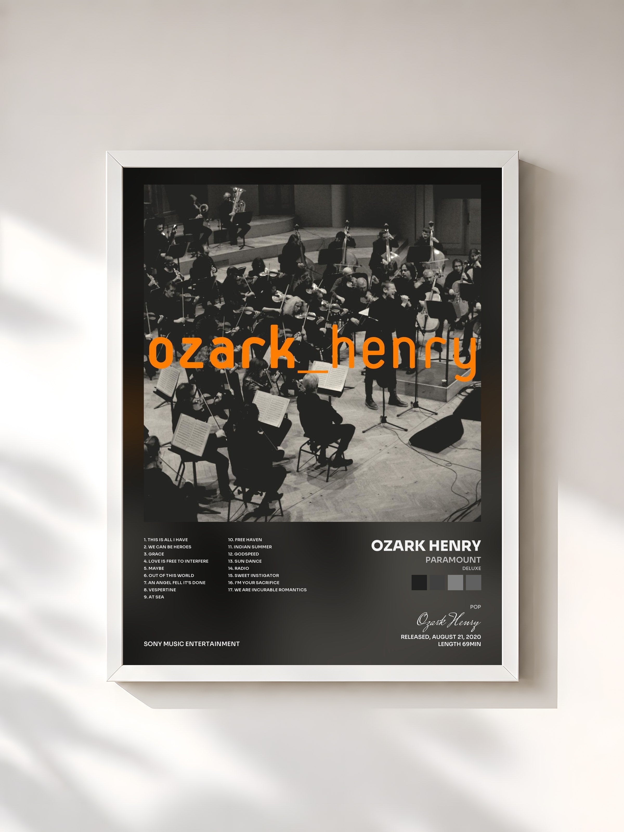 #blanc Tableau de l'album Paramount (Deluxe) de Ozark Henry, cadre blanc, imprimé et encadré en France