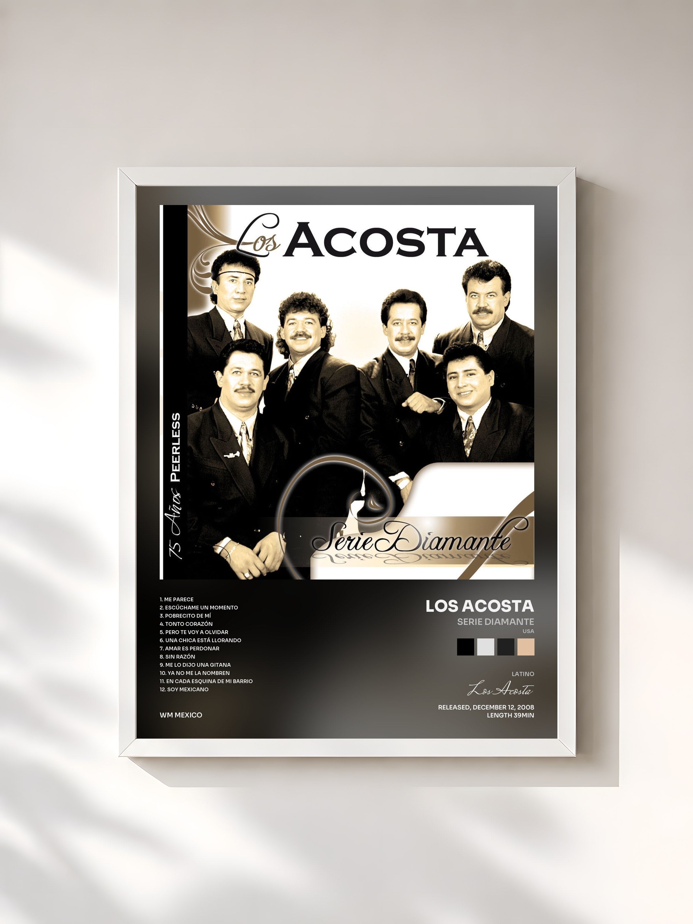 #blanc Tableau de l'album Serie Diamante (USA) de Los Acosta, cadre blanc, imprimé et encadré en France