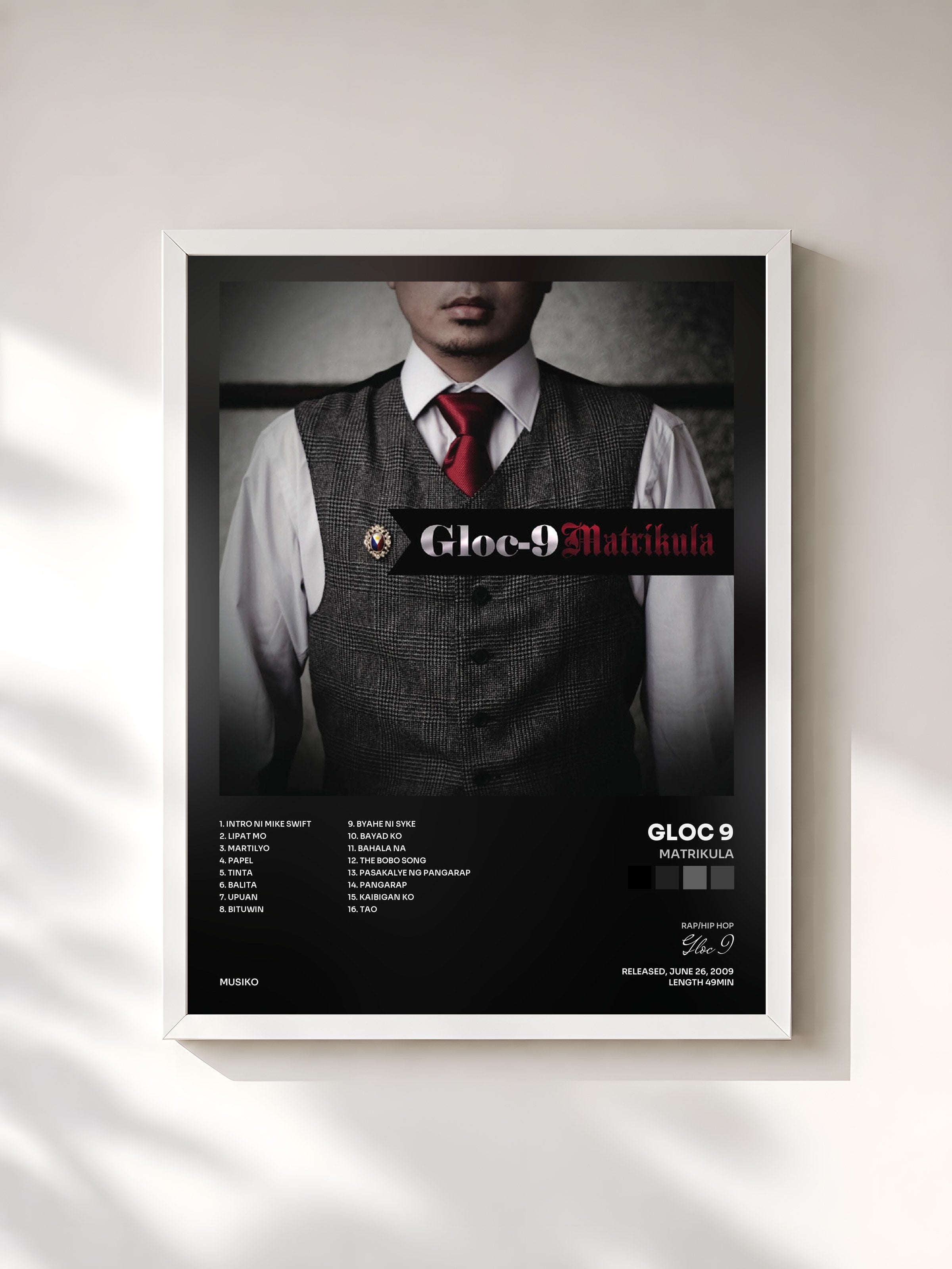 #blanc Tableau de l'album Matrikula de Gloc 9, cadre blanc, imprimé et encadré en France