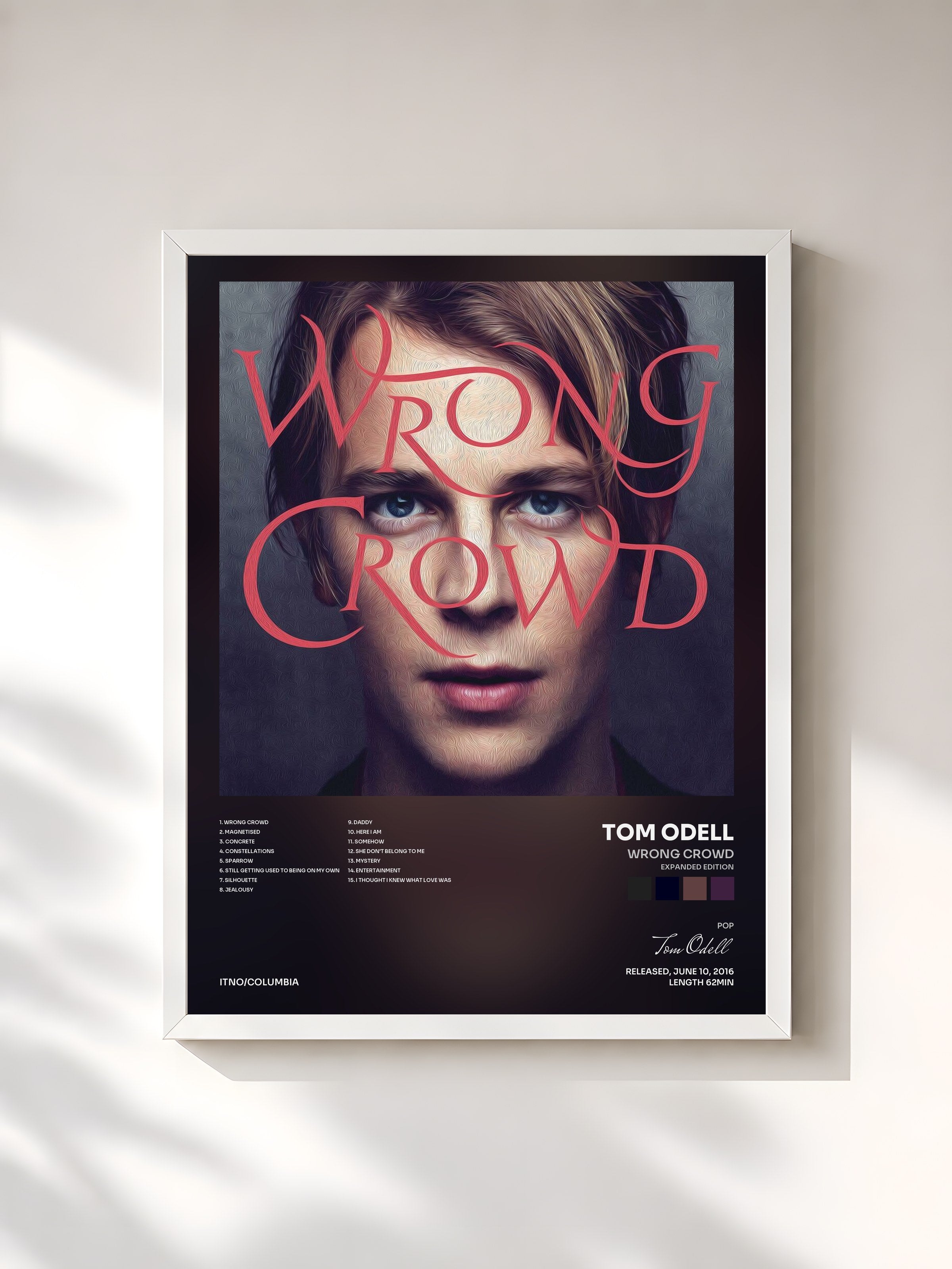 #blanc Tableau de l'album Wrong Crowd (Expanded Edition) de Tom Odell, cadre blanc, imprimé et encadré en France