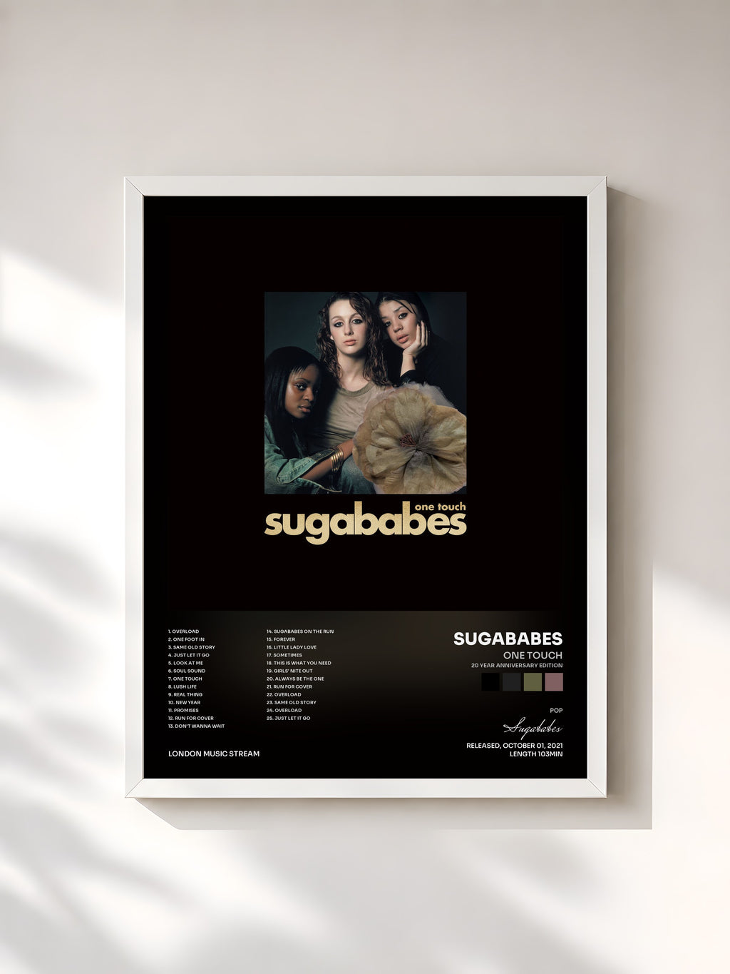#blanc Tableau de l'album One Touch (20 Year Anniversary Edition) de Sugababes, cadre blanc, imprimé et encadré en France